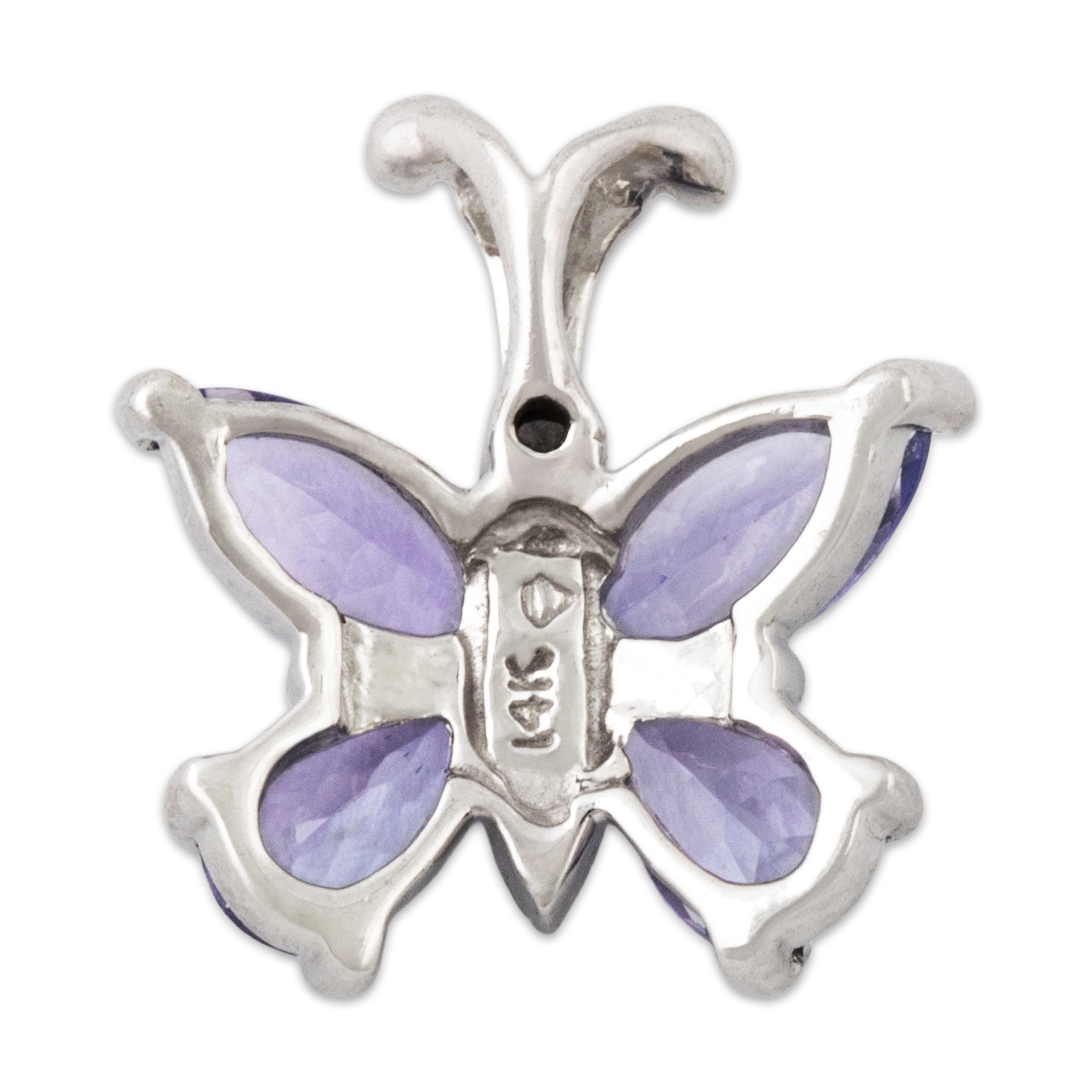 Vintage 14k White Gold 1.7cttw Tanzanite Diamond Lively Butterfly Pendant、mySite、hinf8tx79