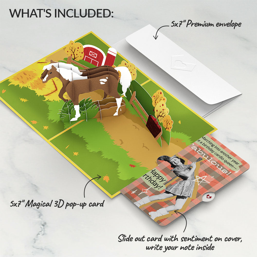 Horse Birthday Pop-Up Card and Cardio Queen Sentiment Set、mySite、solidvoid