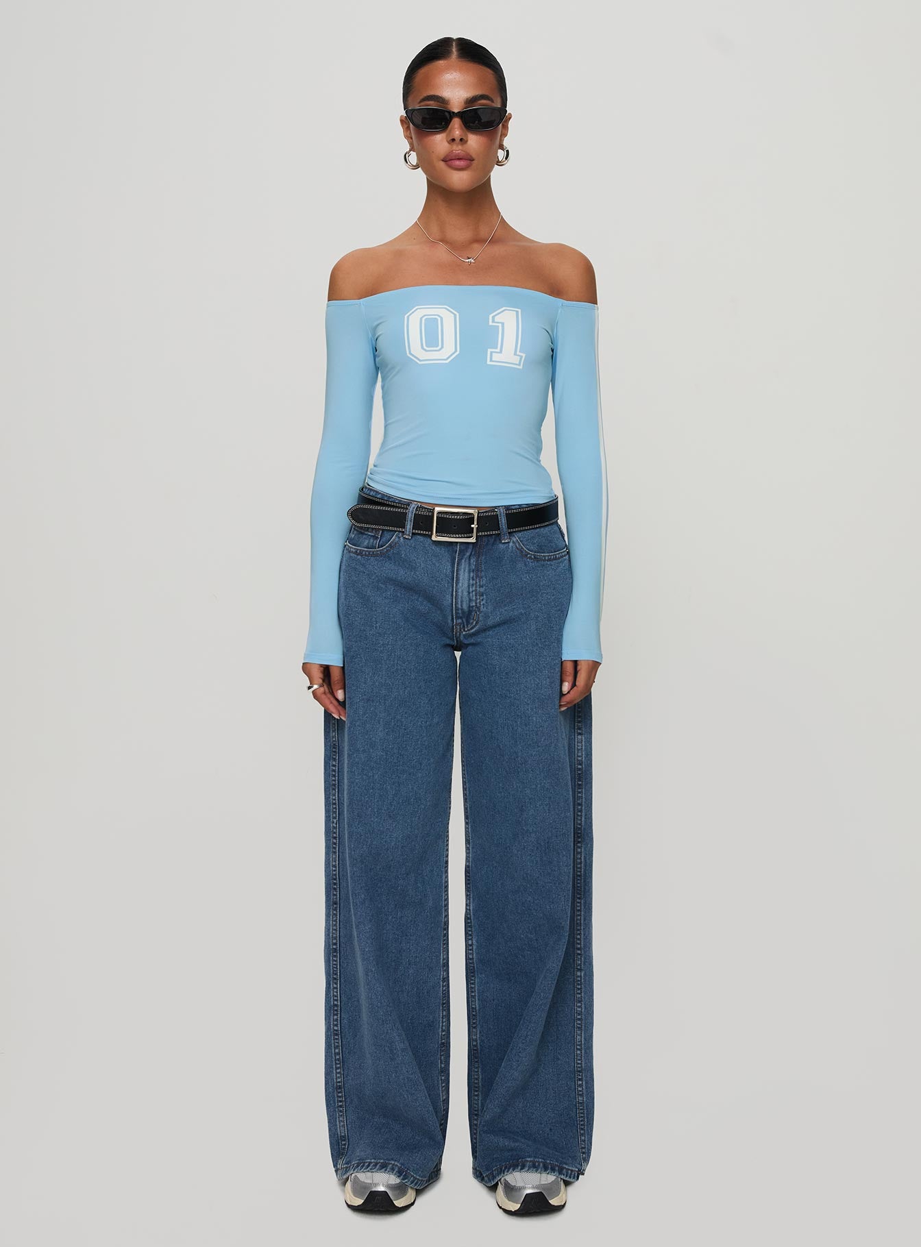 One And Only Long Sleeve Top Blue、mySite、solidvoid