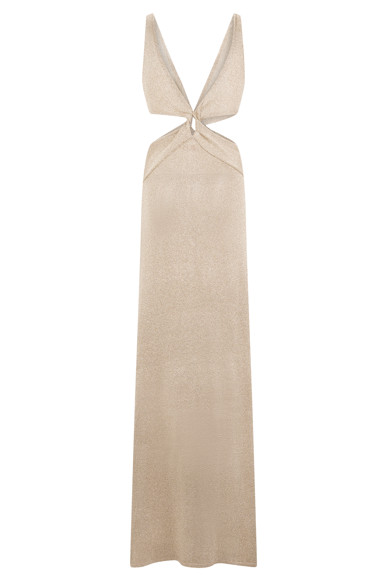 Gracelyn Twisted Metallic Knit Maxi Dress - Gold、mySite、solidvoid
