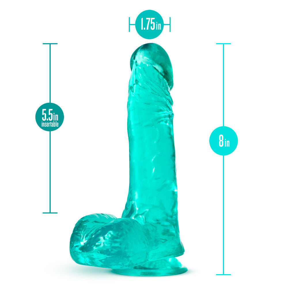 B Yours Plus By Blush® | Ram N’ Jam Realistic Teal 8-Inch Long Dildo With Balls & Suction Cup Base、mySite、bottomscart