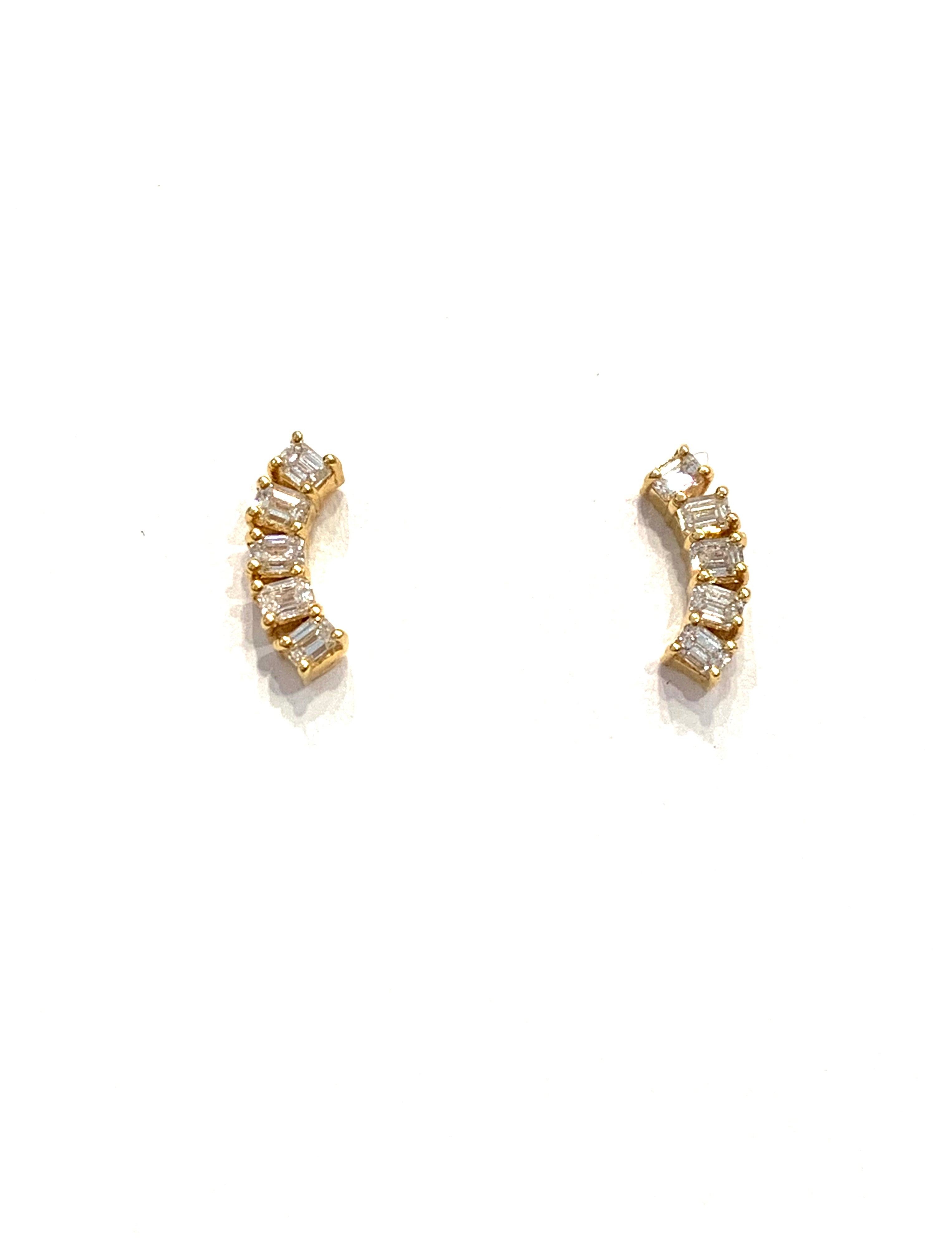 Intrigue Archive Diamond Yellow Gold Curve Earrings、mySite、noshort