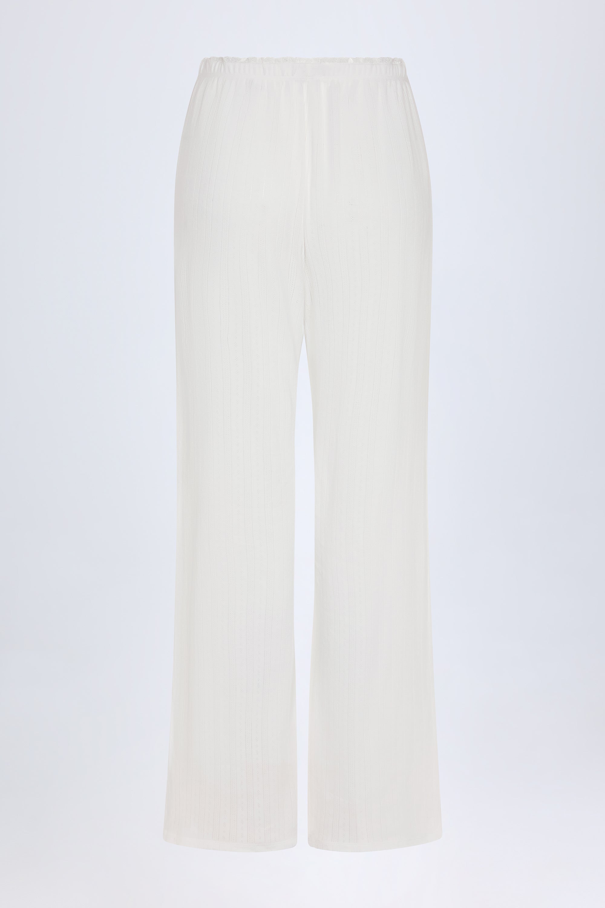  Pointelle Mid-Rise Straight-Leg Trousers in White、mySite、sugarbowlscore