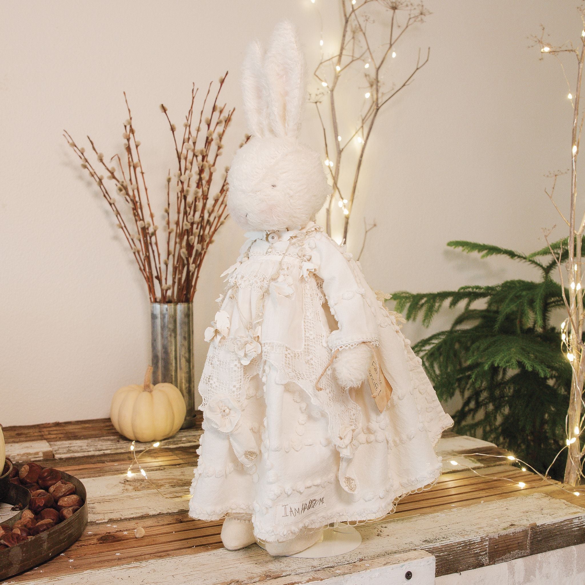 RETIRED - Hutch Studio - Fancy Fanciful - Hand-Crafted Cream Mohair Bunny、mySite、g9winljtr