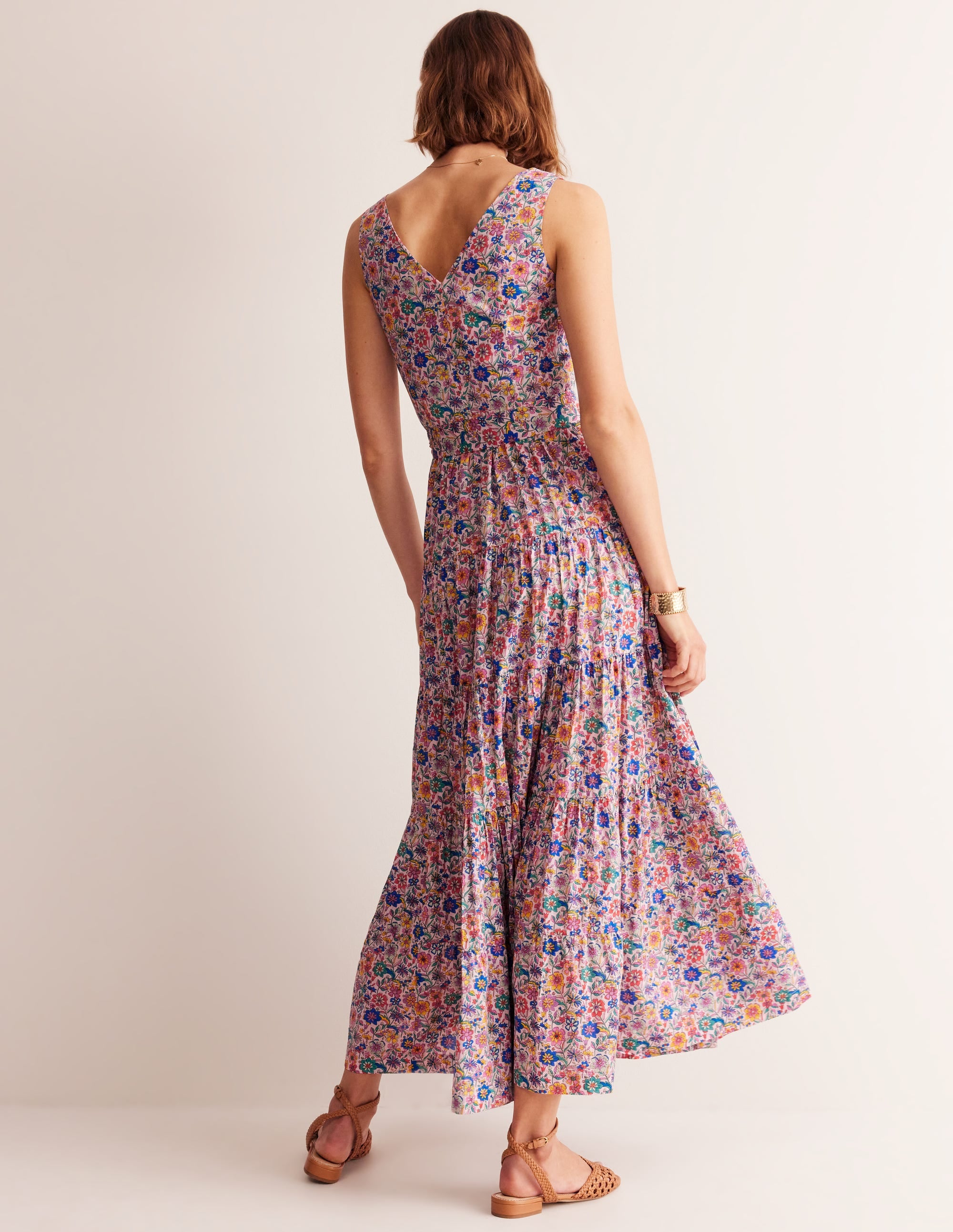  Cotton Tiered Midi Dress-Multi, Exotic Bloom、mySite、ashleygrahame