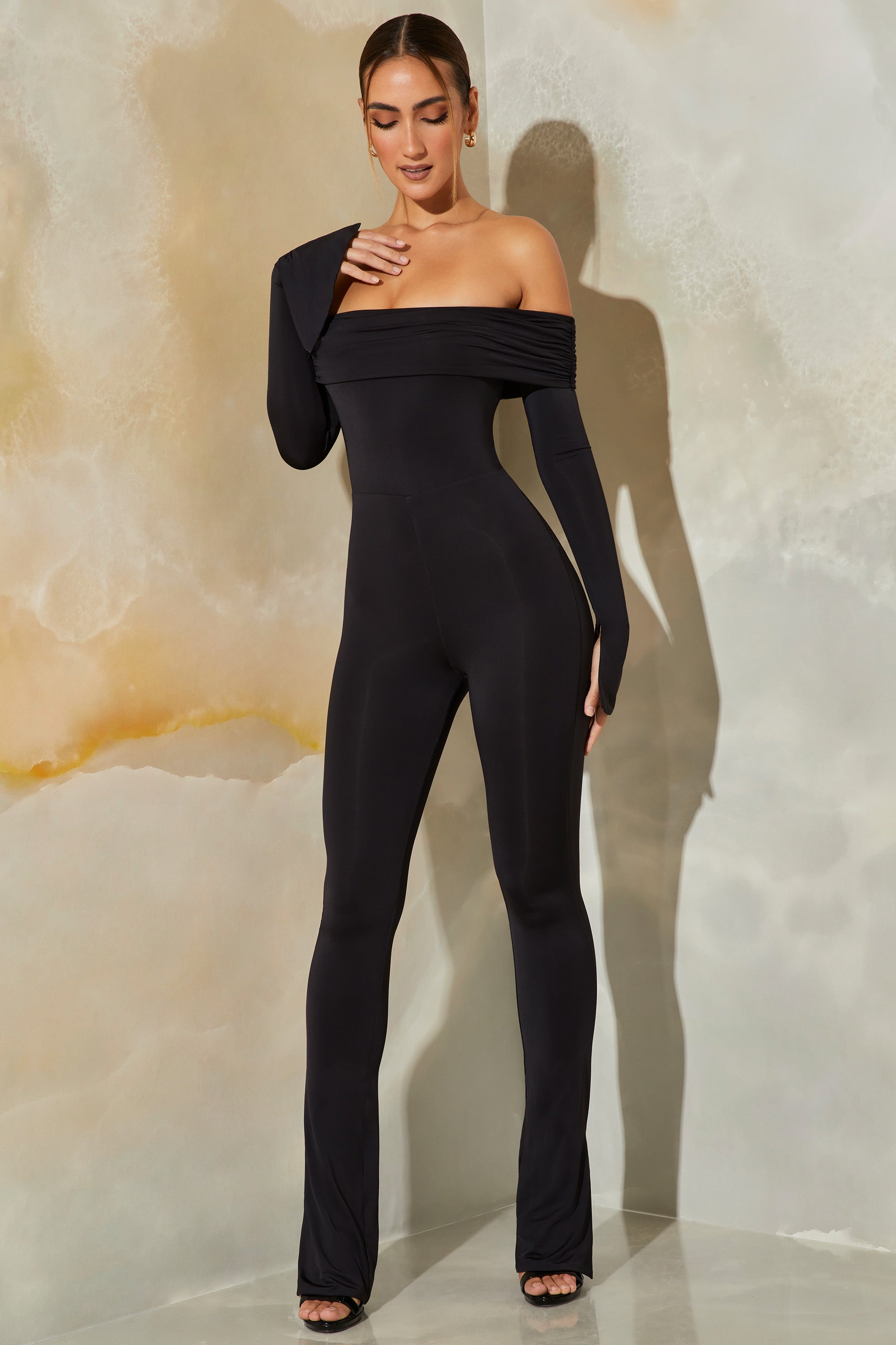  Long Sleeve Open Back Jumpsuit in Black、mySite、sugarbowlscore