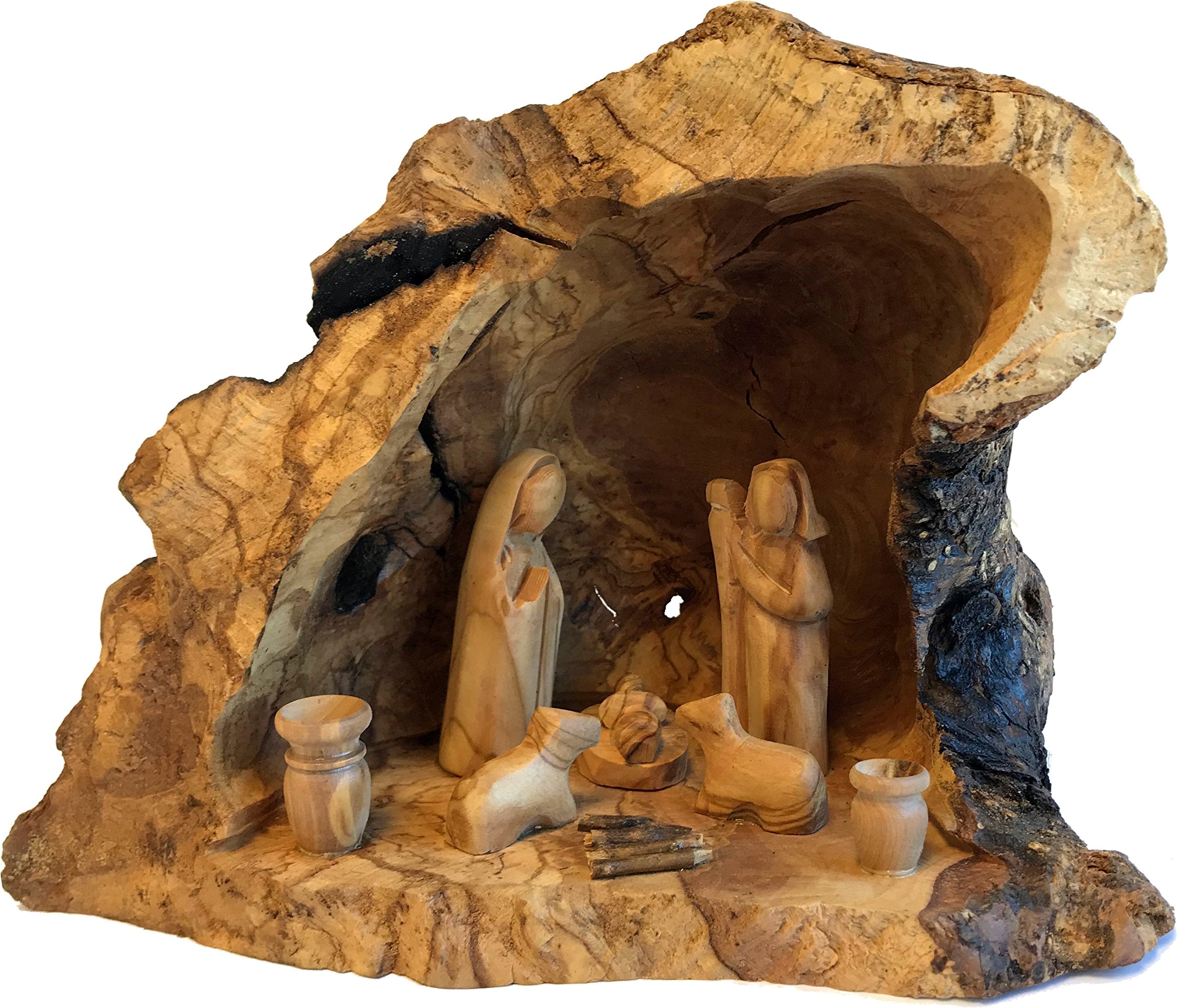 Holy Land Market Unique Olive Wood Nativity Set with Carved in by Hand Rustic Stable - no Two Alike、mySite、topwebapps