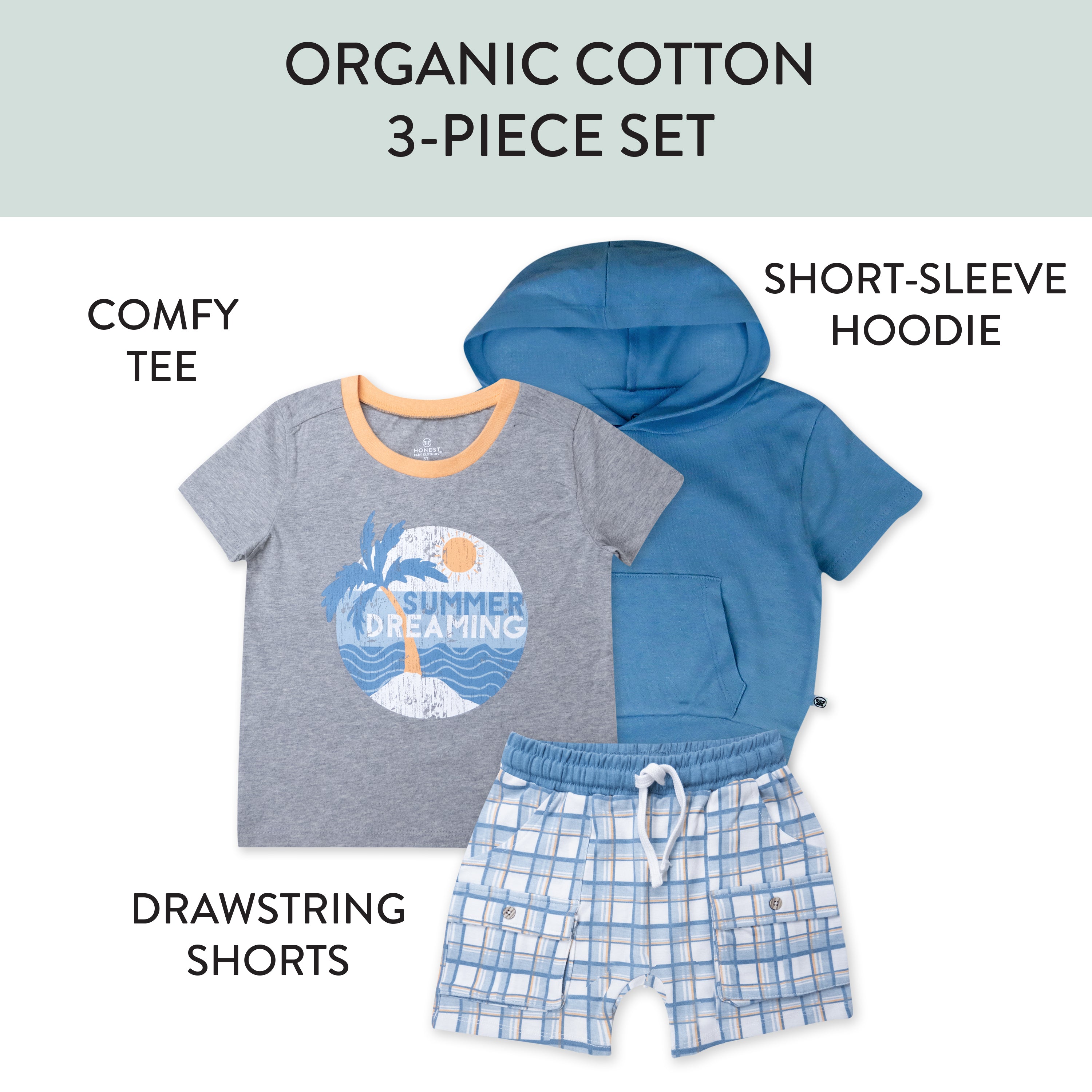  3-Piece Short Sleeve Hoodie, T-shirt and Short Set、mySite、layawaytickets