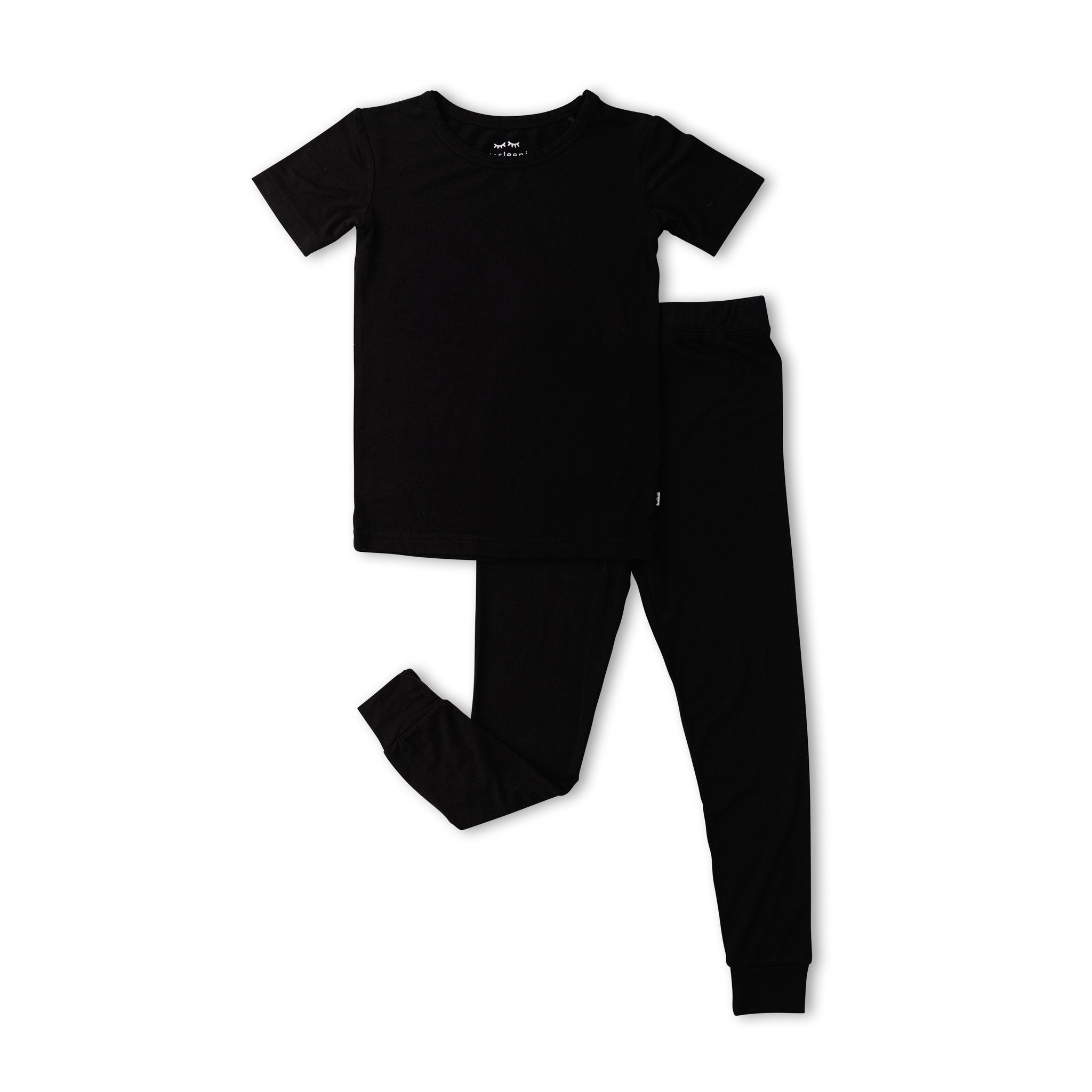 Black Two-Piece Short Sleeve Pajama Set、mySite、g9winljtr