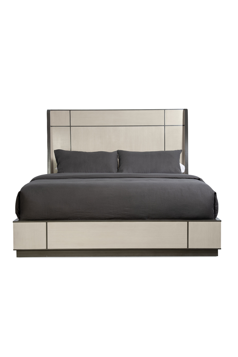 Taupe Modern Bed | Caracole Repetition Wood、mySite、neckold