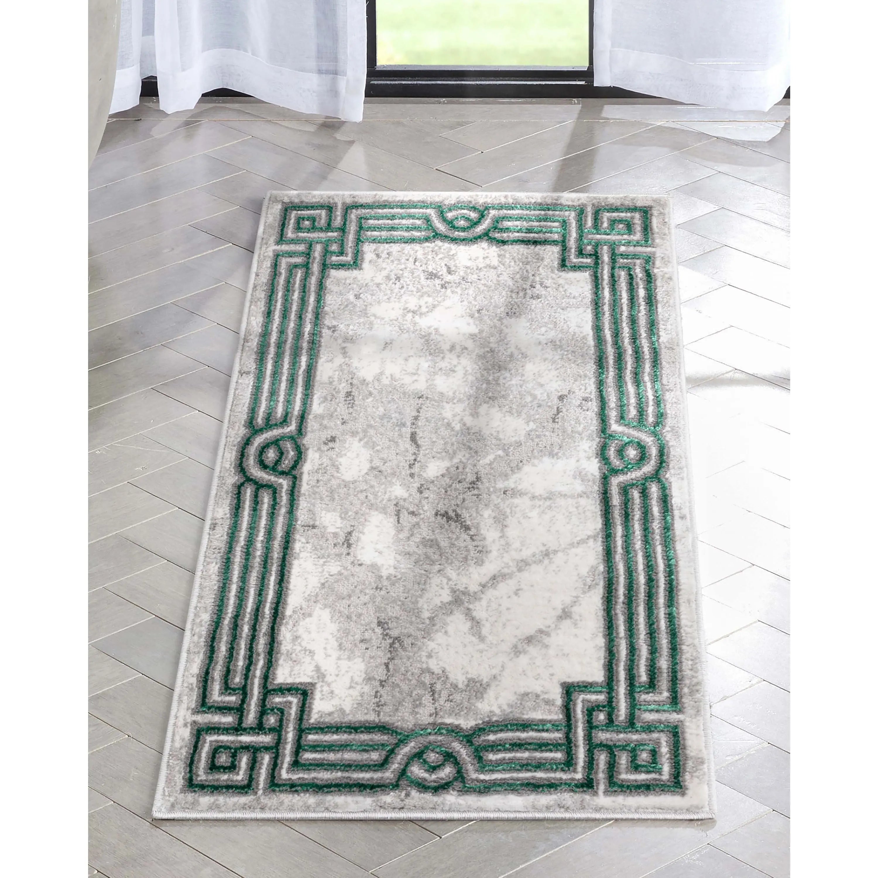 Huntington Retro Marble Border Glam Rug、mySite、gigharbornorthrealestate
