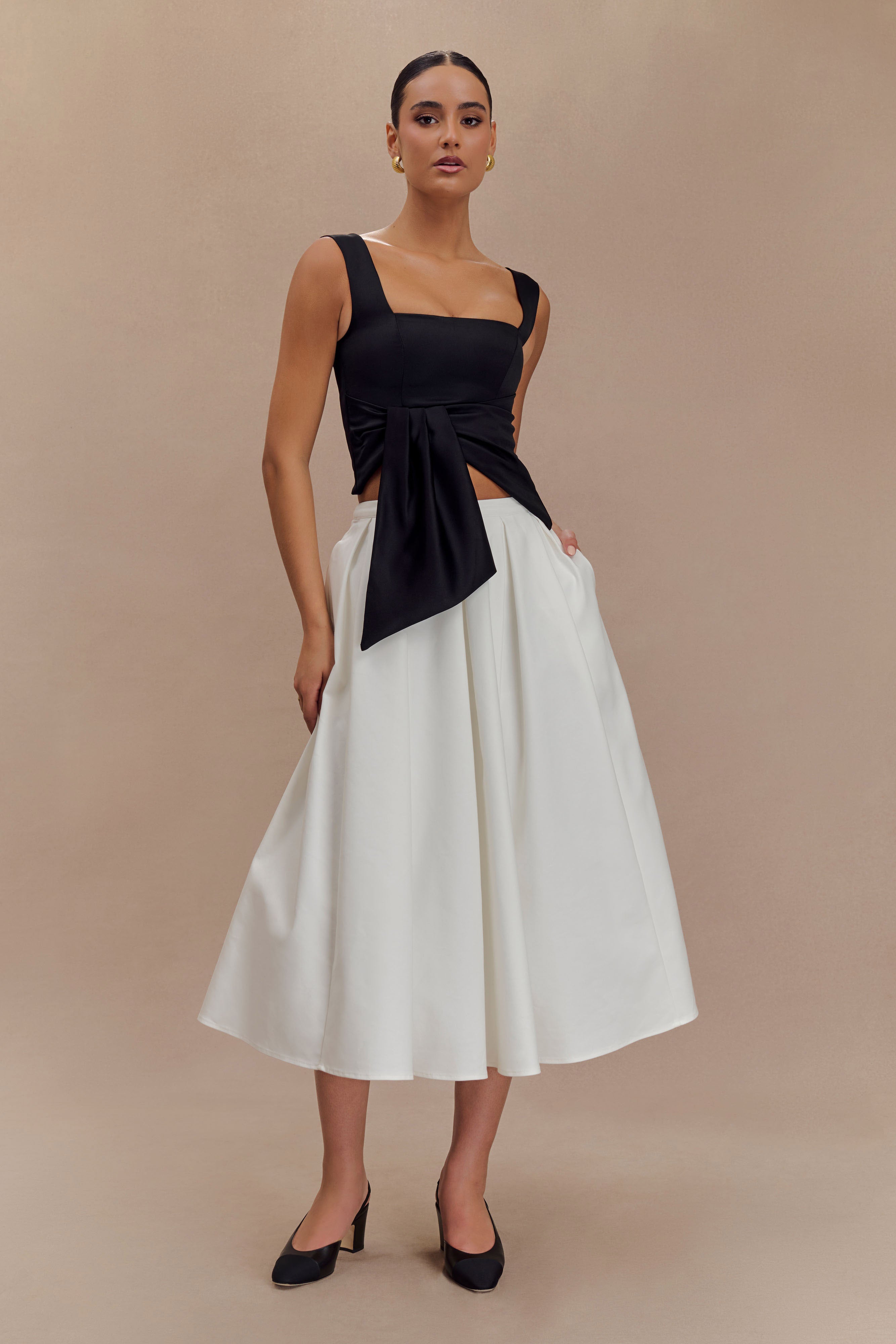 Bryony Satin Structured Sleeveless Top - Black、mySite、solidvoid