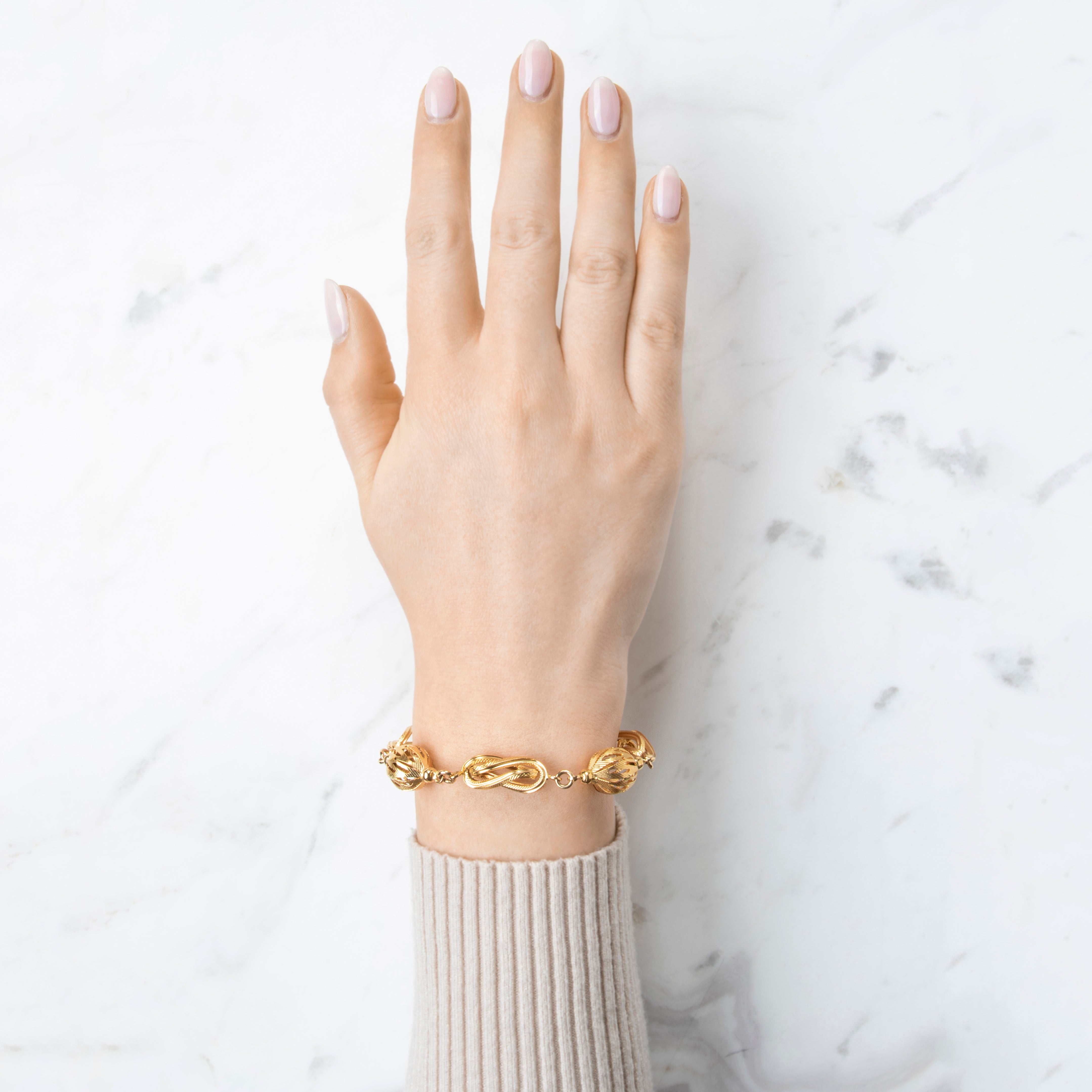 Vintage 18k Yellow Gold Wonderful Bauble Link Bracelet 7.25、mySite、hinf8tx79