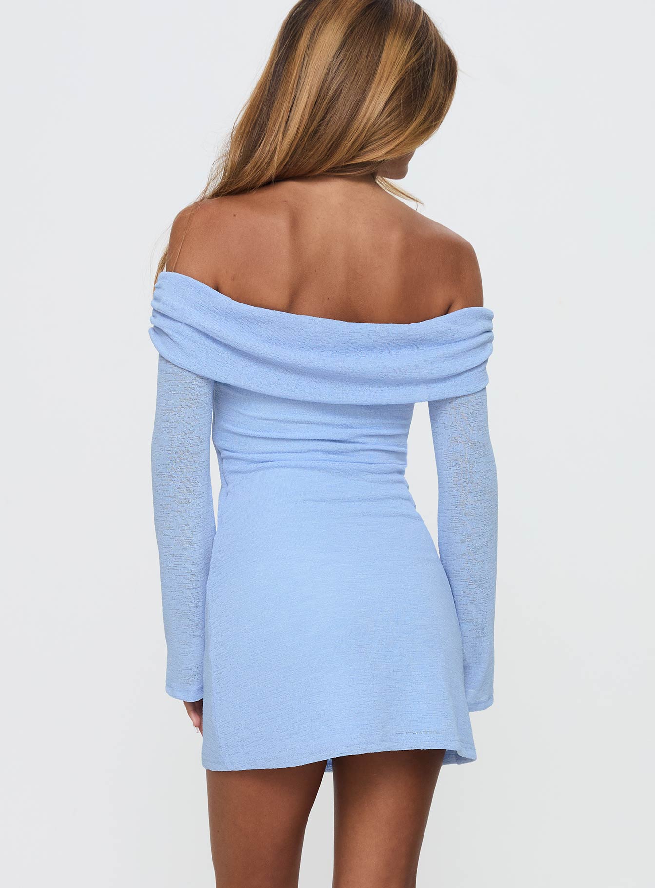 Stellaire Long Sleeve Mini Dress Blue、mySite、solidvoid
