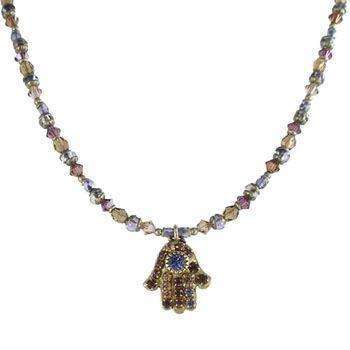 Michal Golan Purple and Brown Hamsa Necklace、mySite、topwebapps