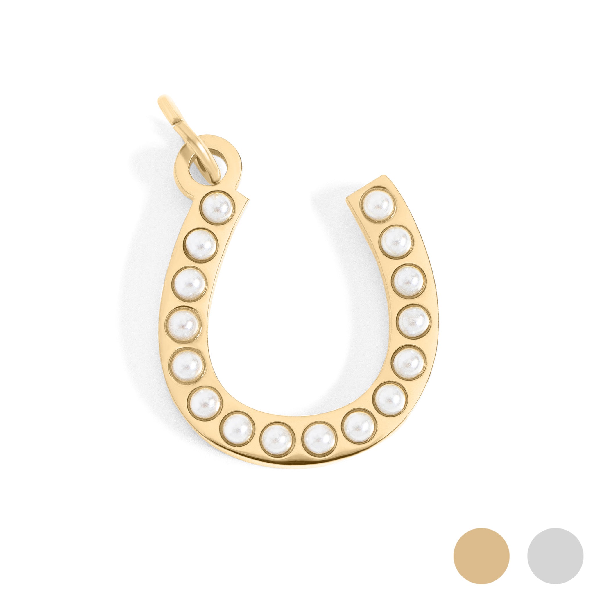 18K Gold PVD Stainless Steel Pearl Horseshoe Charm / PDL0251、mySite、dreamappss