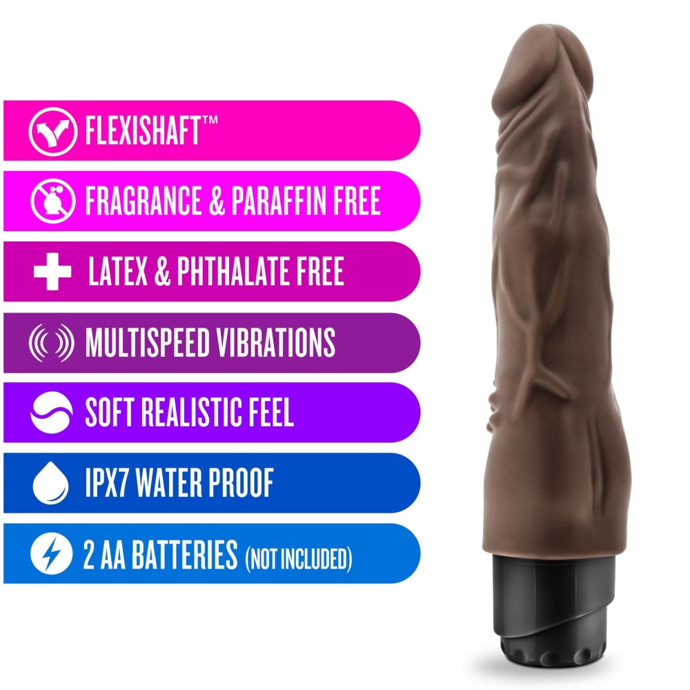 Dr. Skin By Blush® | Cock Vibe 4 Realistic Chocolate 8-Inch Long Vibrating Dildo、mySite、bottomscart