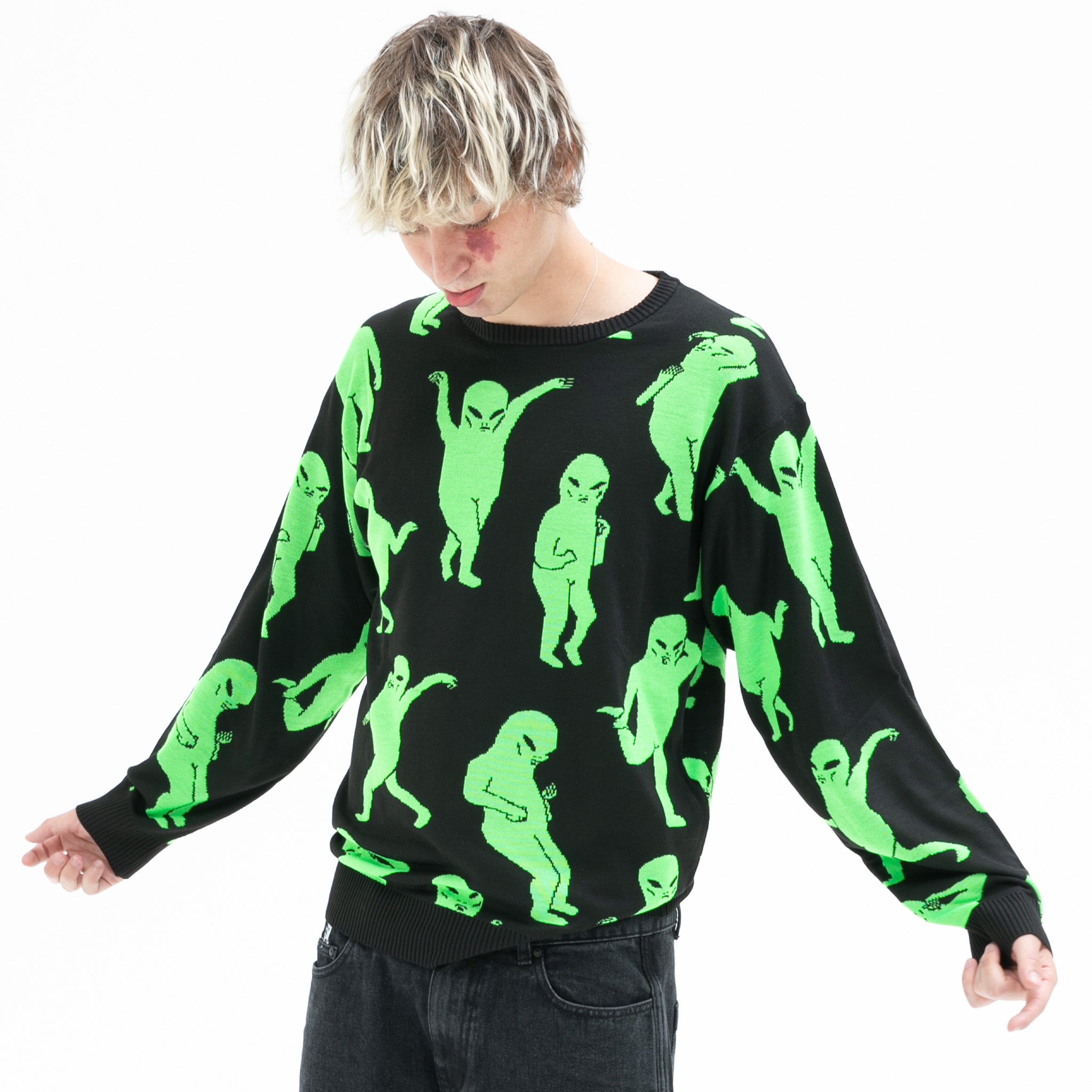  Alien Dance Party Knit Sweater (Black)、mySite、merchandisen