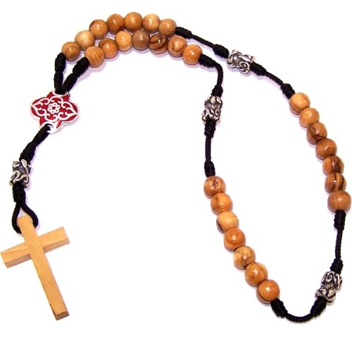 Olive wood with Silver tone and red enamel beads Anglican Rosary ( 40cm or 16...、mySite、topwebapps