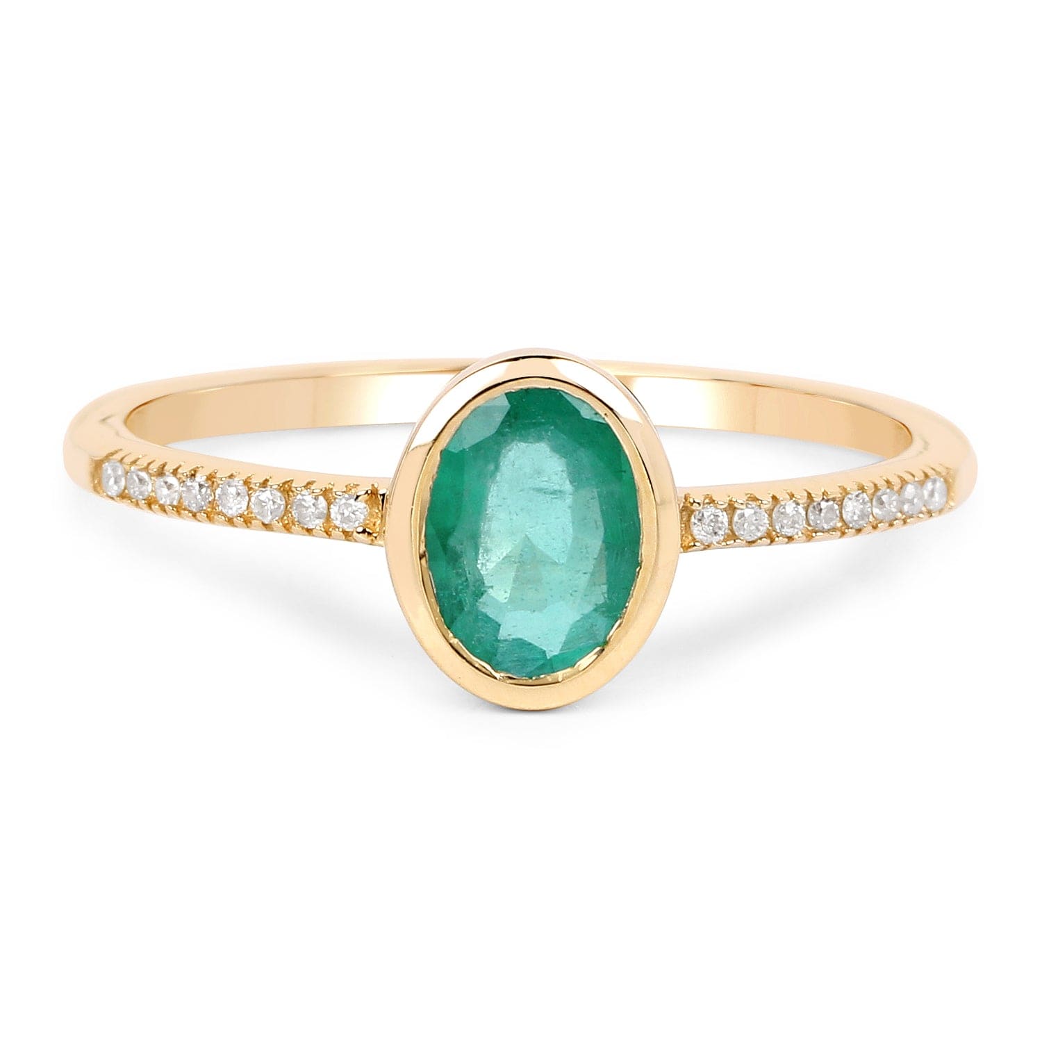 Emerald and Diamond Ring in 14K Yellow Gold Sleek and Modern、mySite、g9winljtr