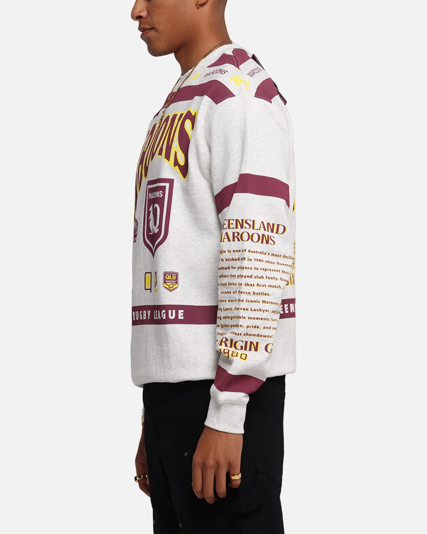 Queensland Rugby League Queensland Maroons Team Crewneck Silver Marle、mySite、zt4zffjzw