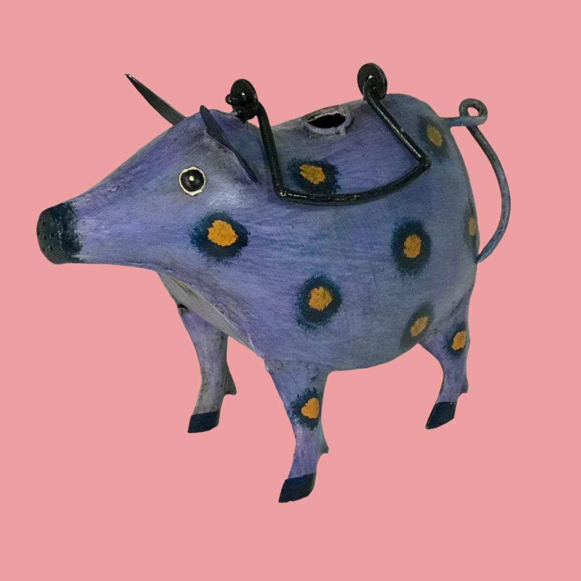 Pig Watering Can Patches Blue Spotted Piggy、mySite、g9winljtr