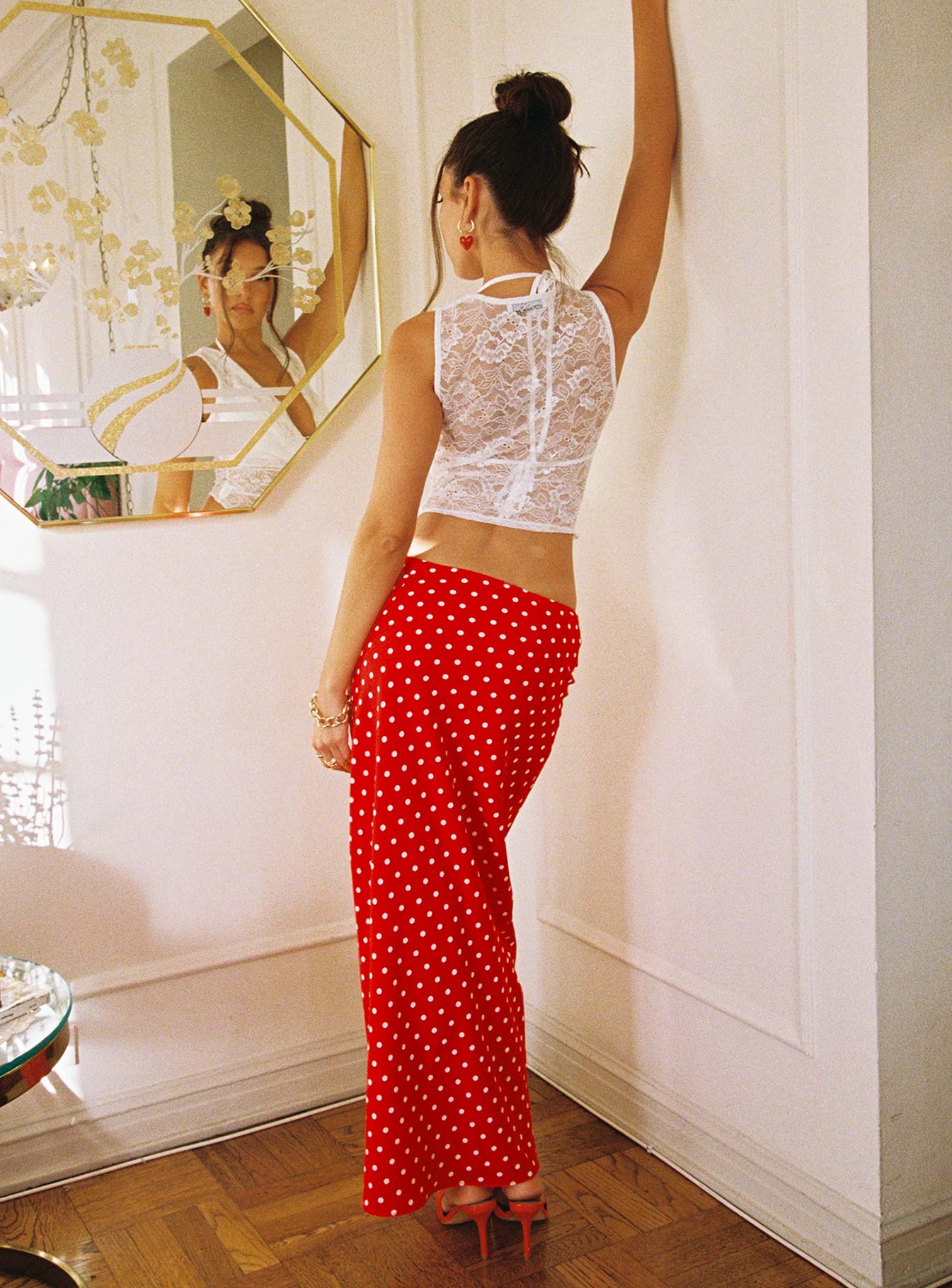 Hayze Maxi Skirt Red / White Polka、mySite、solidvoid