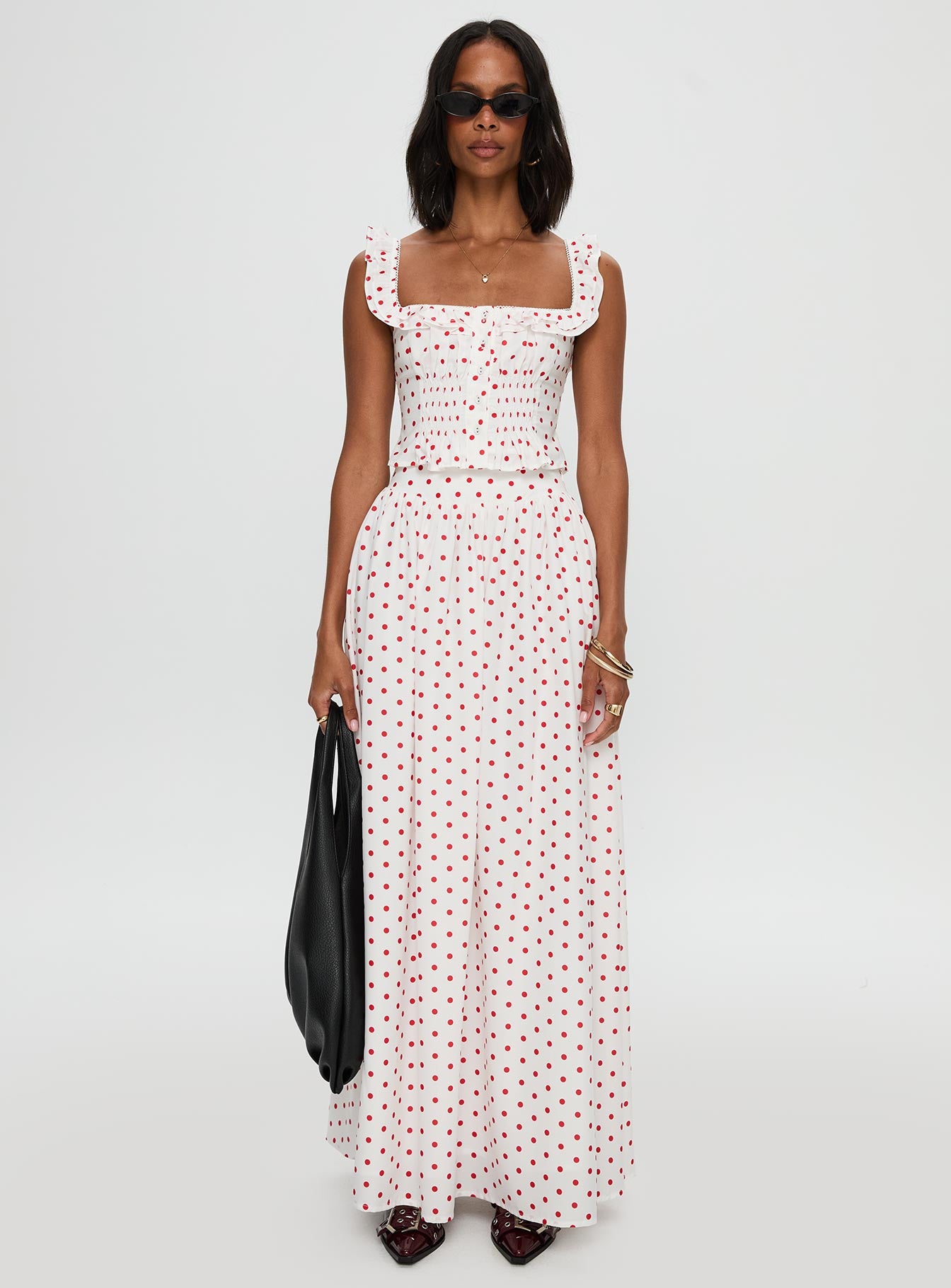 Valerio Maxi Skirt White / Red、mySite、solidvoid