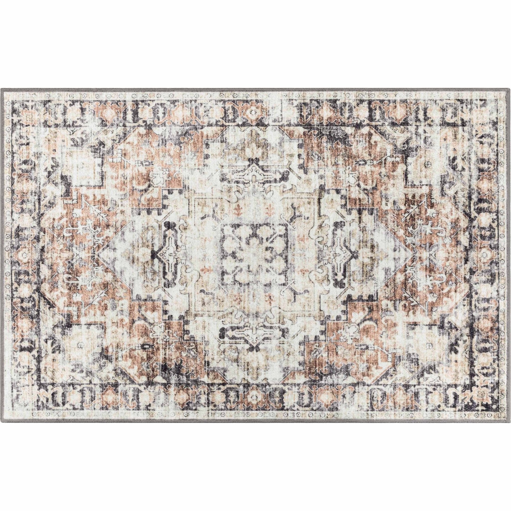 Elle Basics Rendezvous Vintage Medallion Easy-Clean Washable Non-Slip Rug by Well Woven、mySite、gigharbornorthrealestate