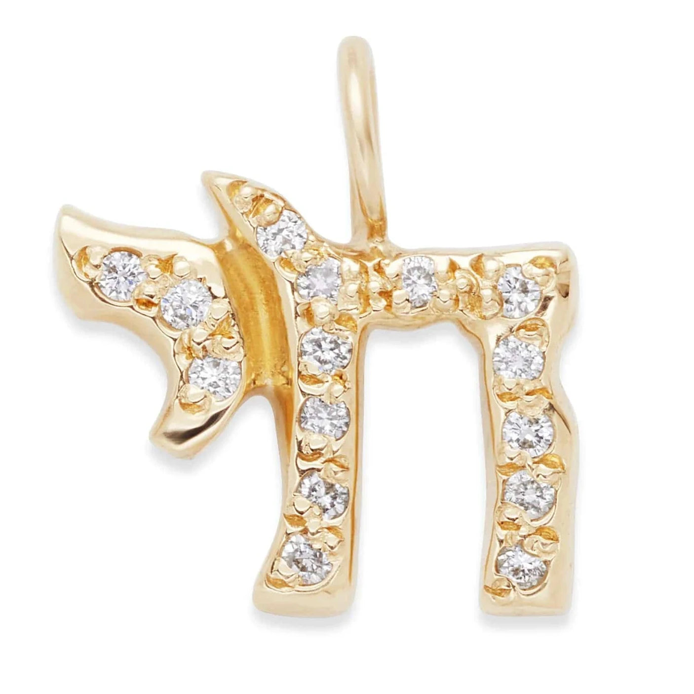 Custom Stones Chai Charm by Elisa Solomon - 14k Yellow, Rose or White Gold、mySite、topwebapps