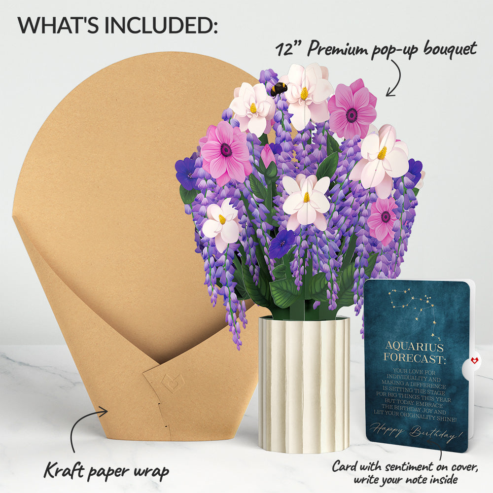 Wisteria Birthday Bouquet and Aquarius Zodiac Sentiment Set、mySite、solidvoid