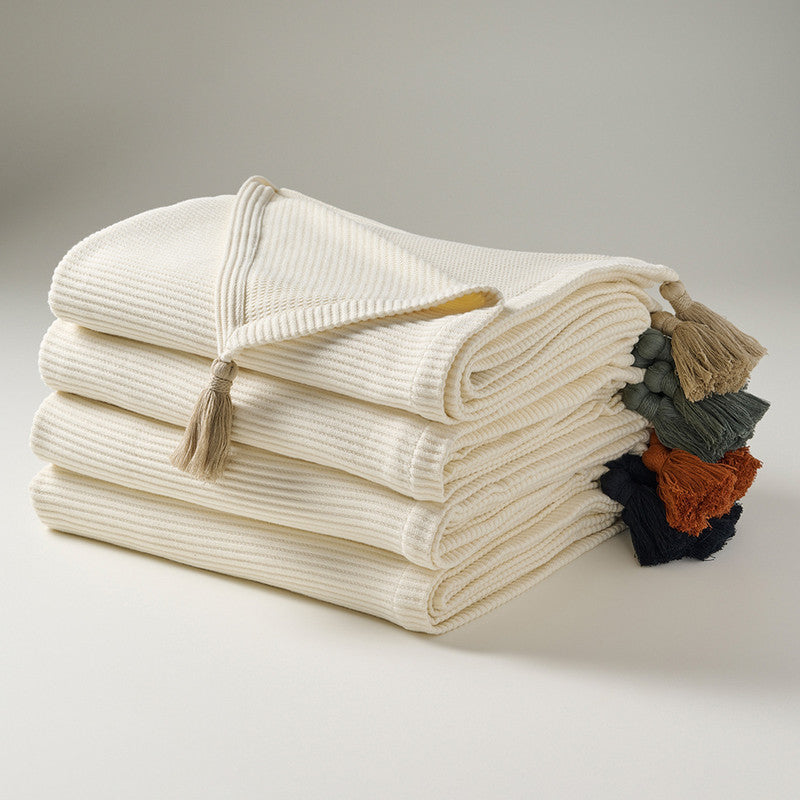 Cotton Bamboo Throw | Cord Rib | Cream Plume | Black Pepper、mySite、camillekostekn