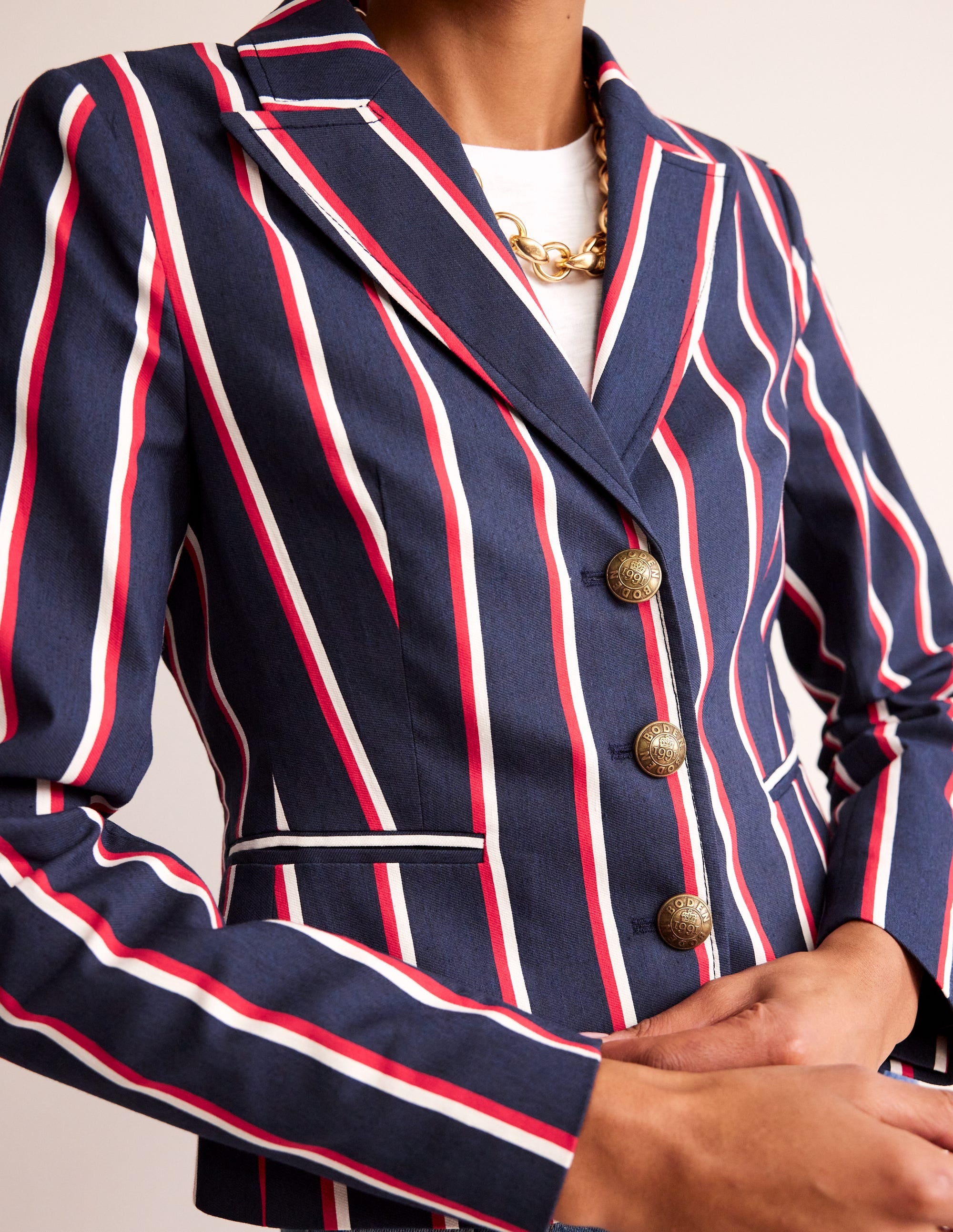  Canonbury Stripe Blazer-Navy, Red & White Stripe、mySite、ashleygrahame