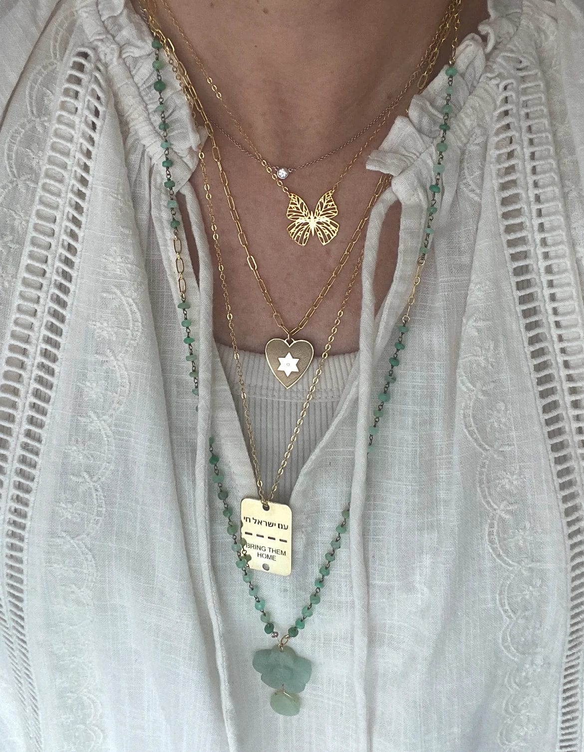 Heart Star of David Diamond Paperclip Necklace by Miriam Merenfeld - (Sterling Silver or Gold-Plated)、mySite、topwebapps