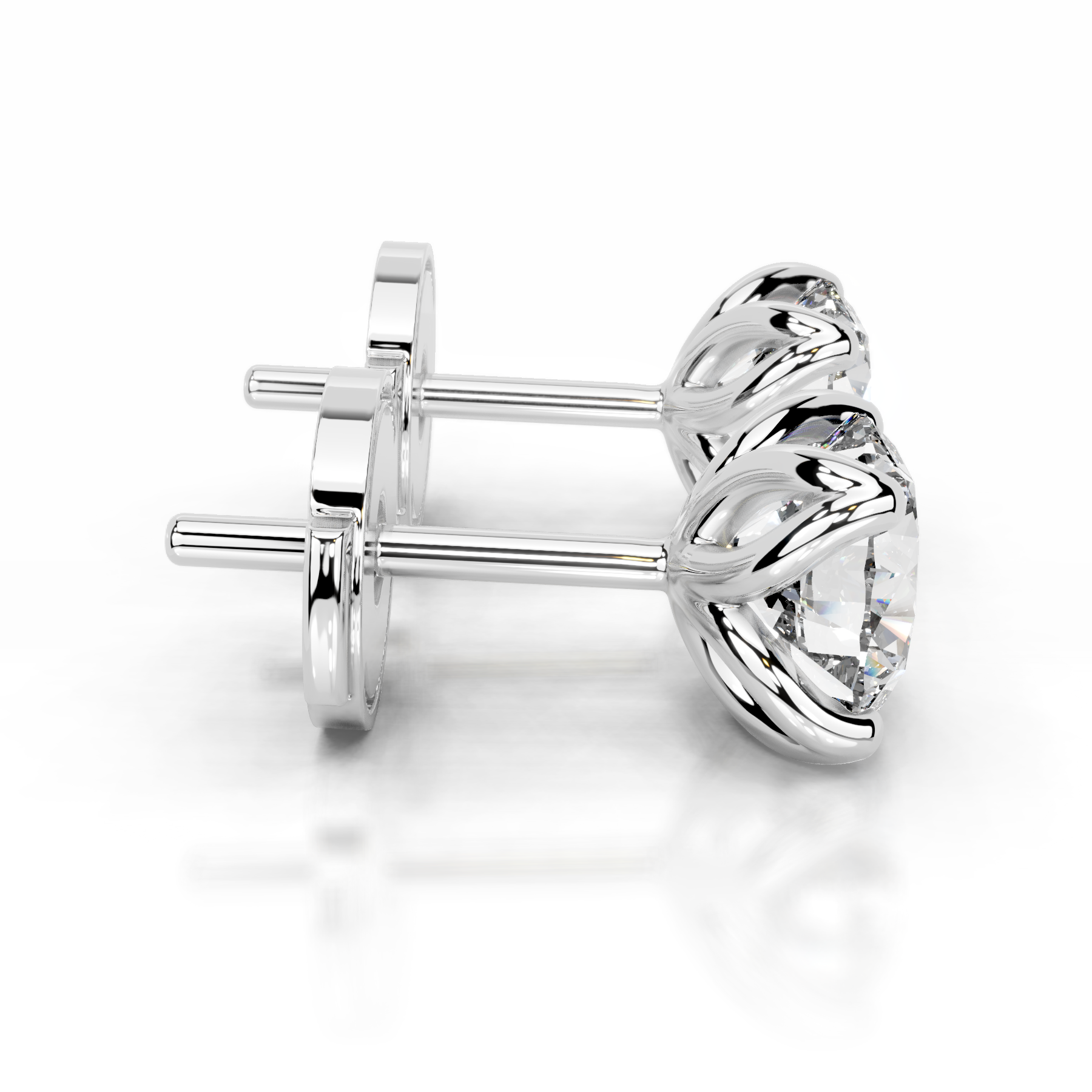Doris Lab Grown Diamond Stud Earrings (4 Carat) -14K White Gold、mySite、hinf8tx79