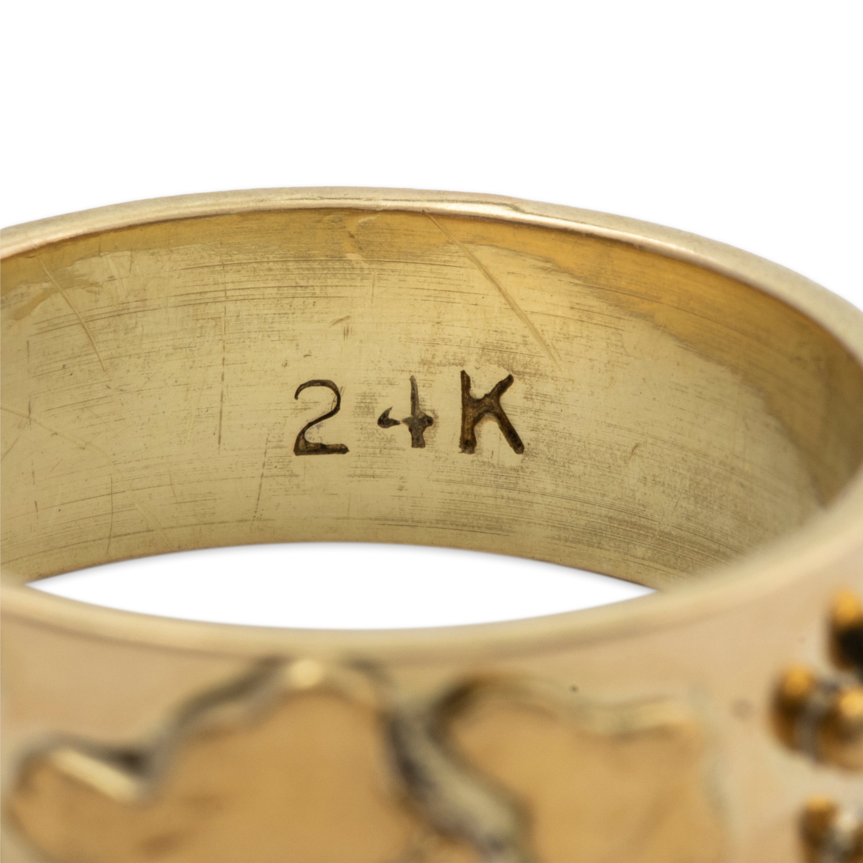 Vintage 18 & 24k Yellow Gold Abstract Applied Adornment Band Ring 5.5、mySite、hinf8tx79