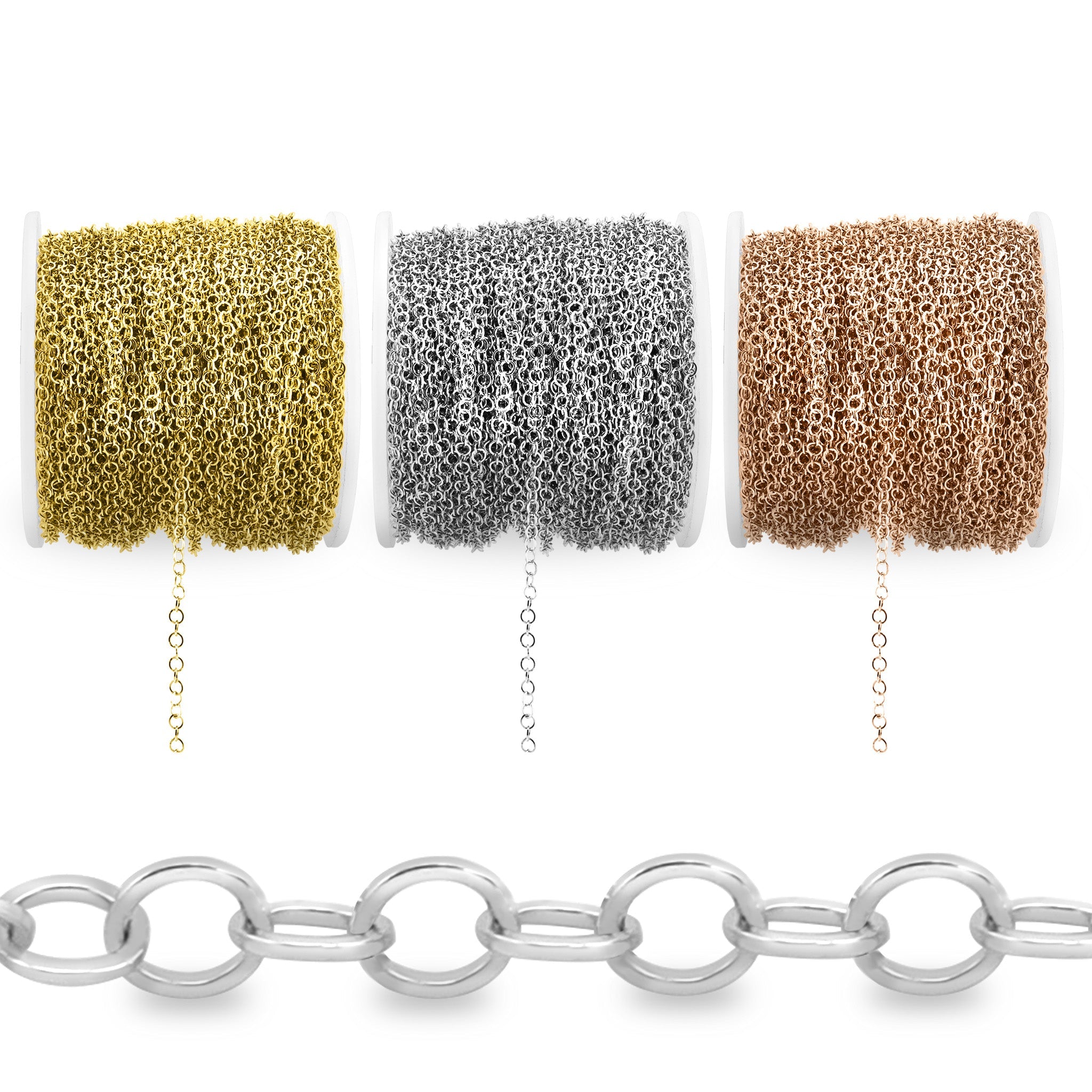 3mm 18K Gold PVD Stainless Steel Circle Cable Permanent Jewelry Chain By The Foot / SPL1002、mySite、dreamappss