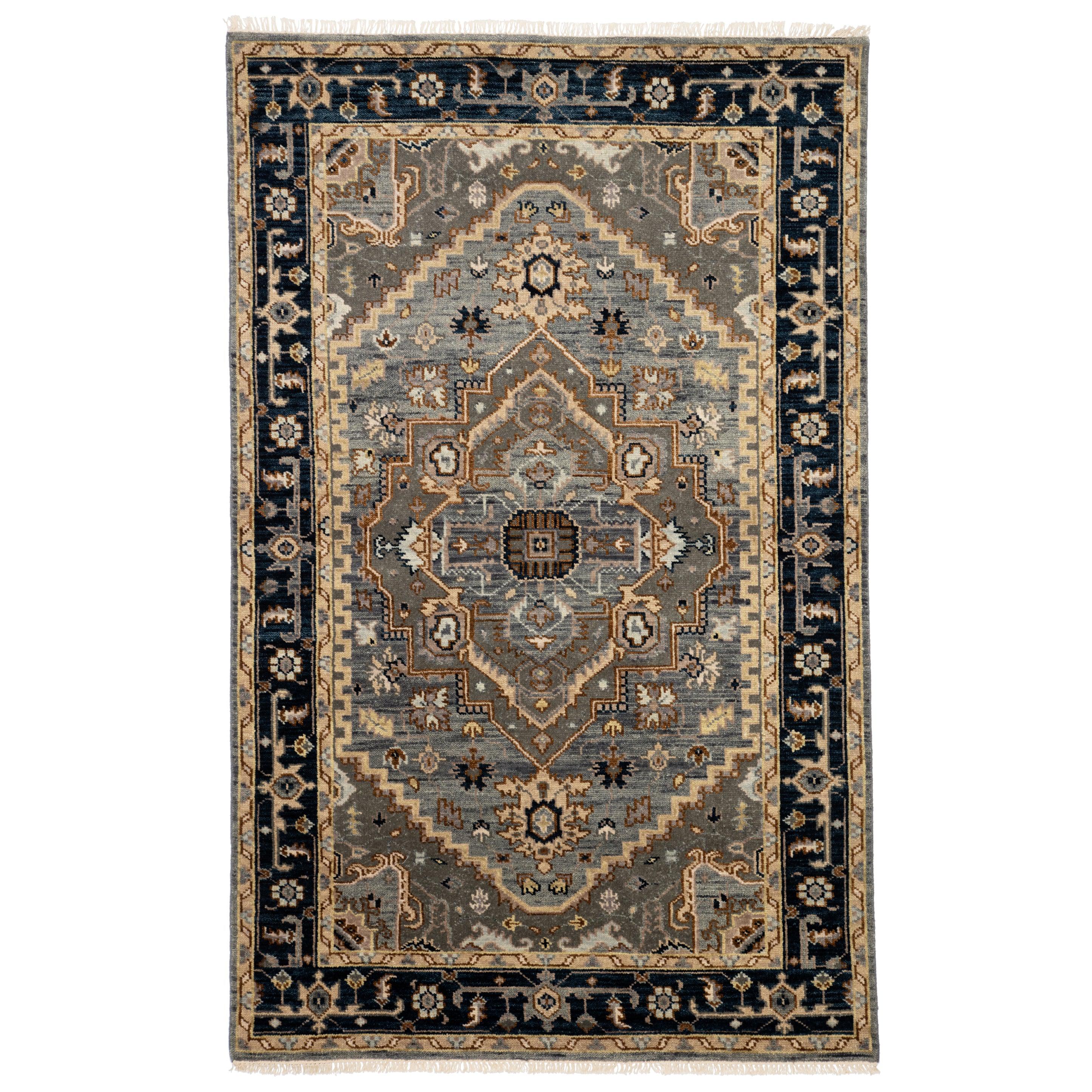 Andrews Hand-Knotted Medallion Gray Brown Area Rug、mySite、gigharbornorthrealestate