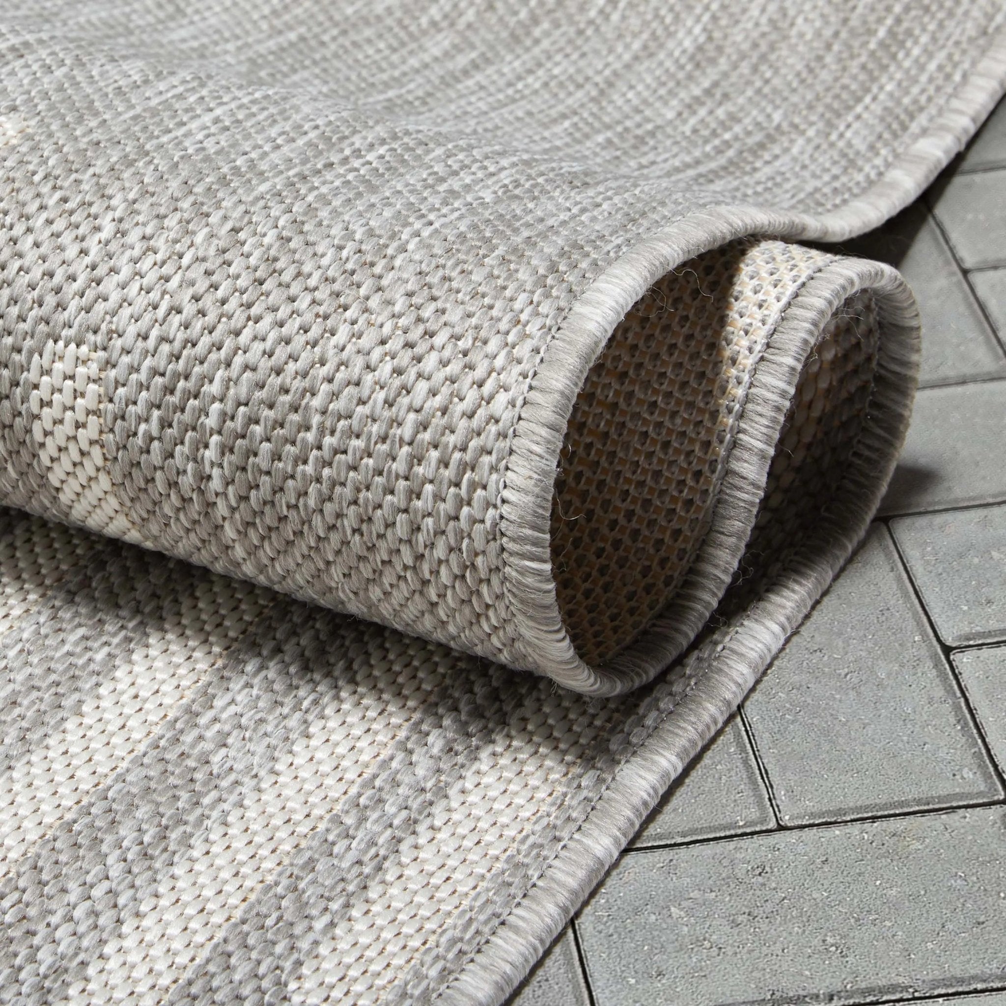 Alder Modern Stripes Indoor/Outdoor Ivory Grey Flat-Weave Rug、mySite、gigharbornorthrealestate