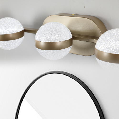 (Same as W134067503/L2001) 28" Golden Minimalist LED Bathroom Vanity Light with Crystal Sand Acrylic Shades, 4-Light Wall Mounted Decorative Lighting Fixture, Suitable for Bathroom Vanity Mirror、、eastwooduniform