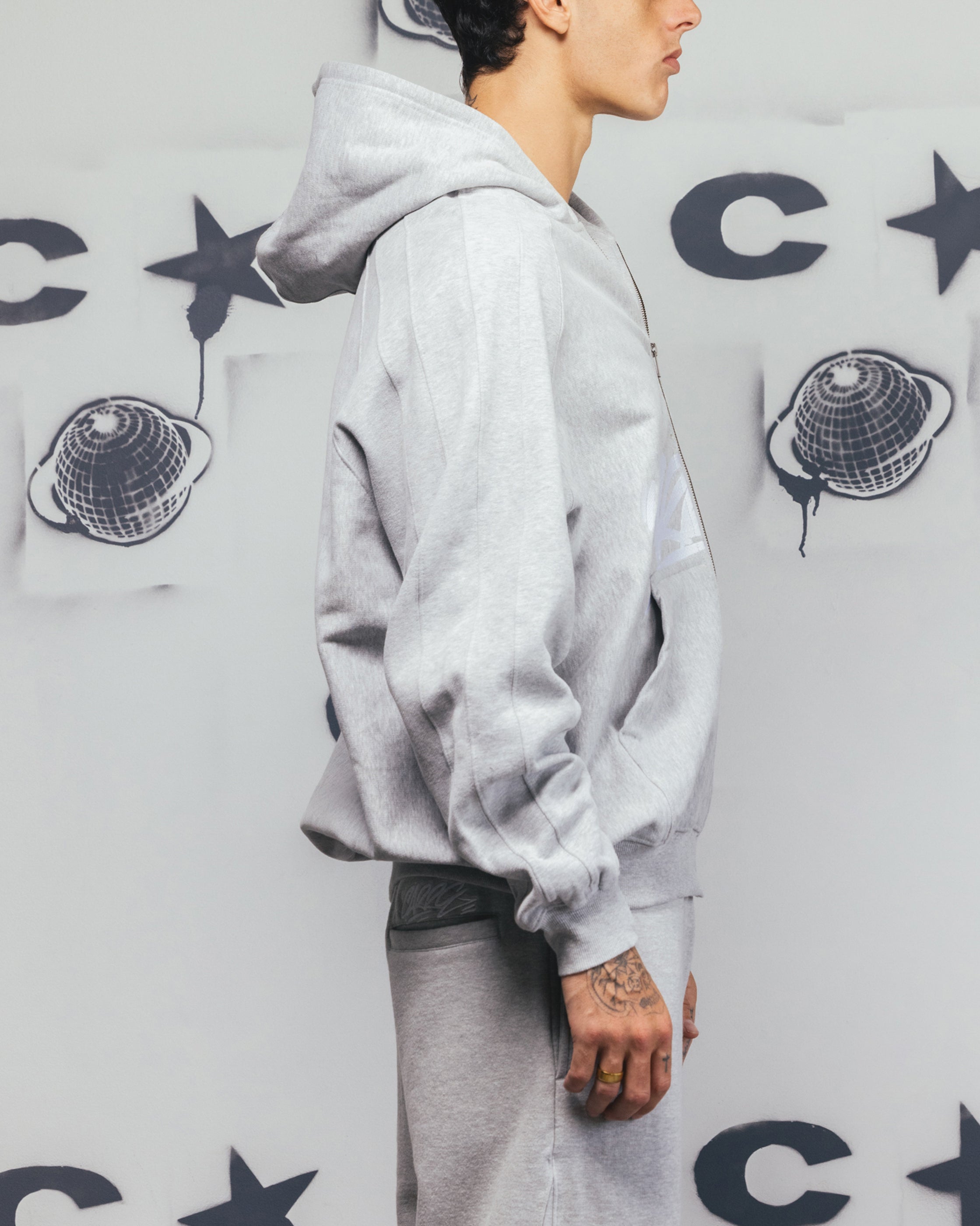 Carre Grit Zip Hoodie Grey Marle、mySite、zt4zffjzw