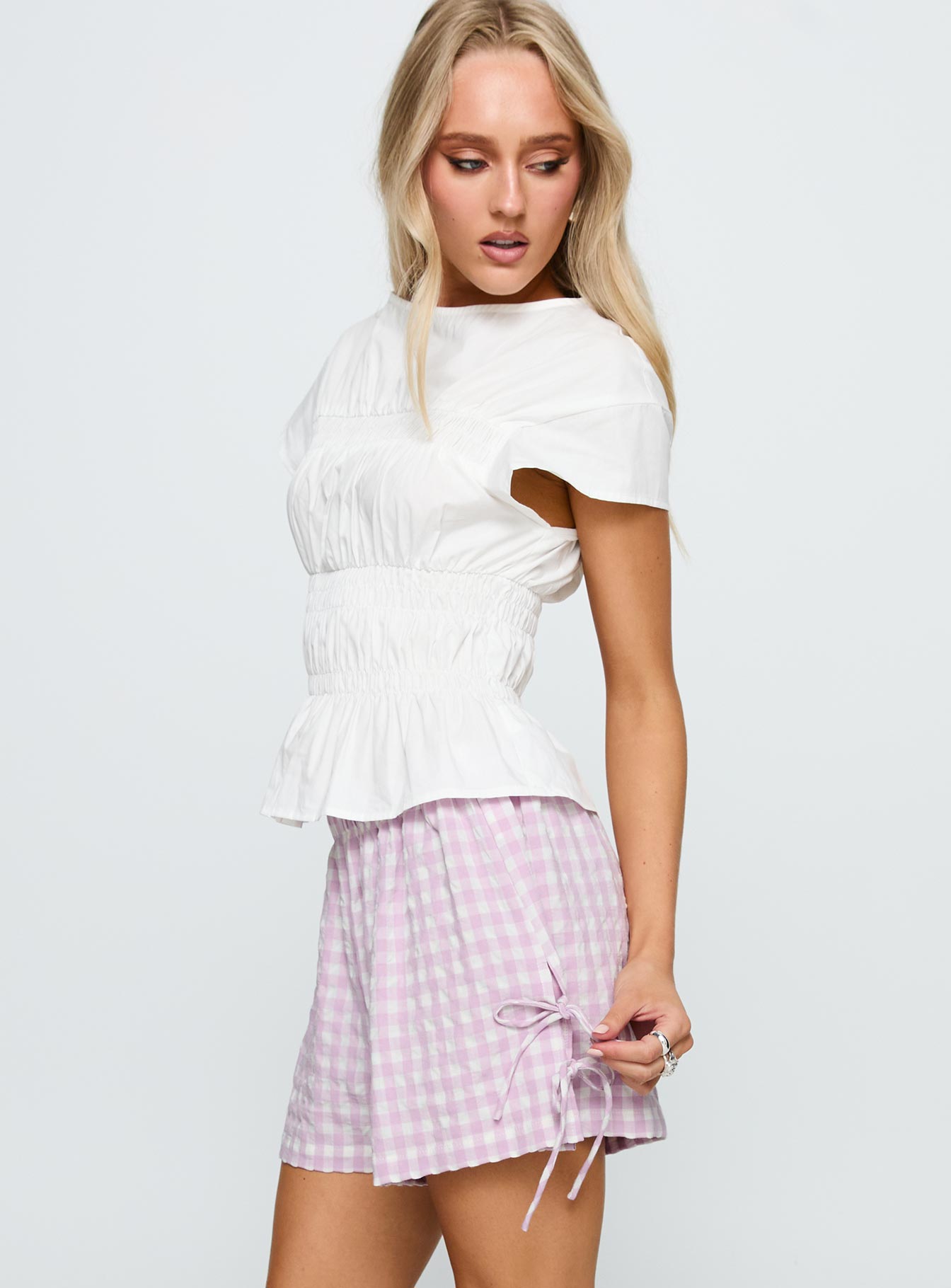 Bubbia Tie Up Shorts Purple / White、mySite、solidvoid