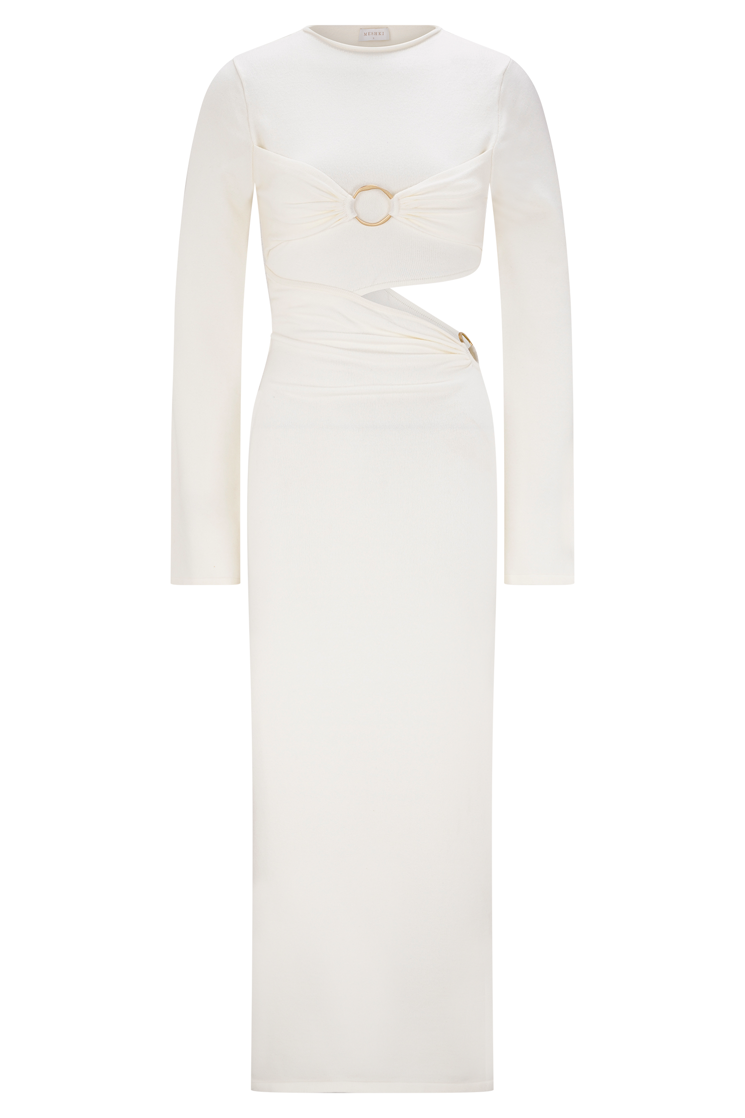 Azariah Long Sleeve Knit Midi Dress - Ivory、mySite、solidvoid
