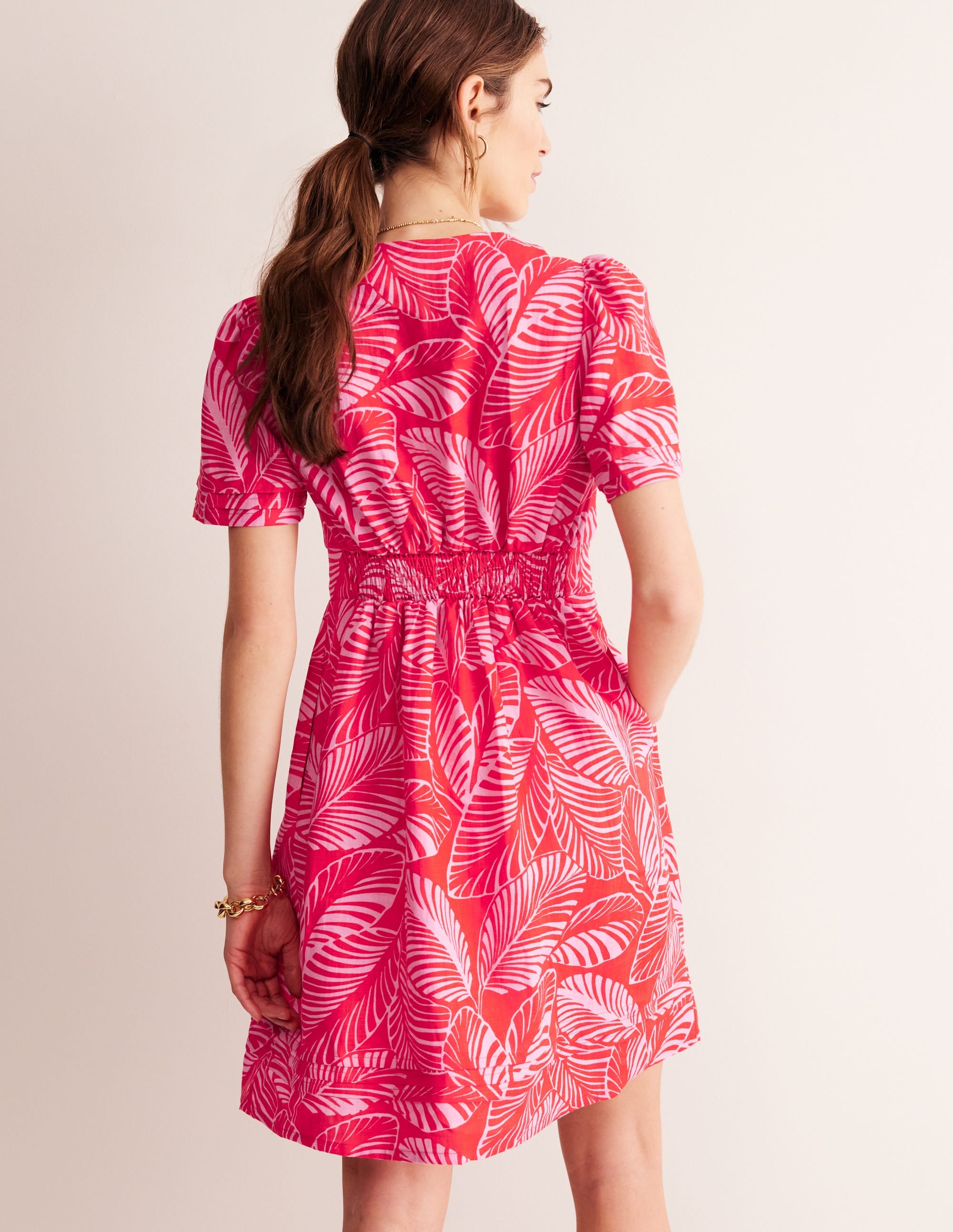  Eve Linen Short Dress-Rubicondo, Calathea Leaf、mySite、ashleygrahame