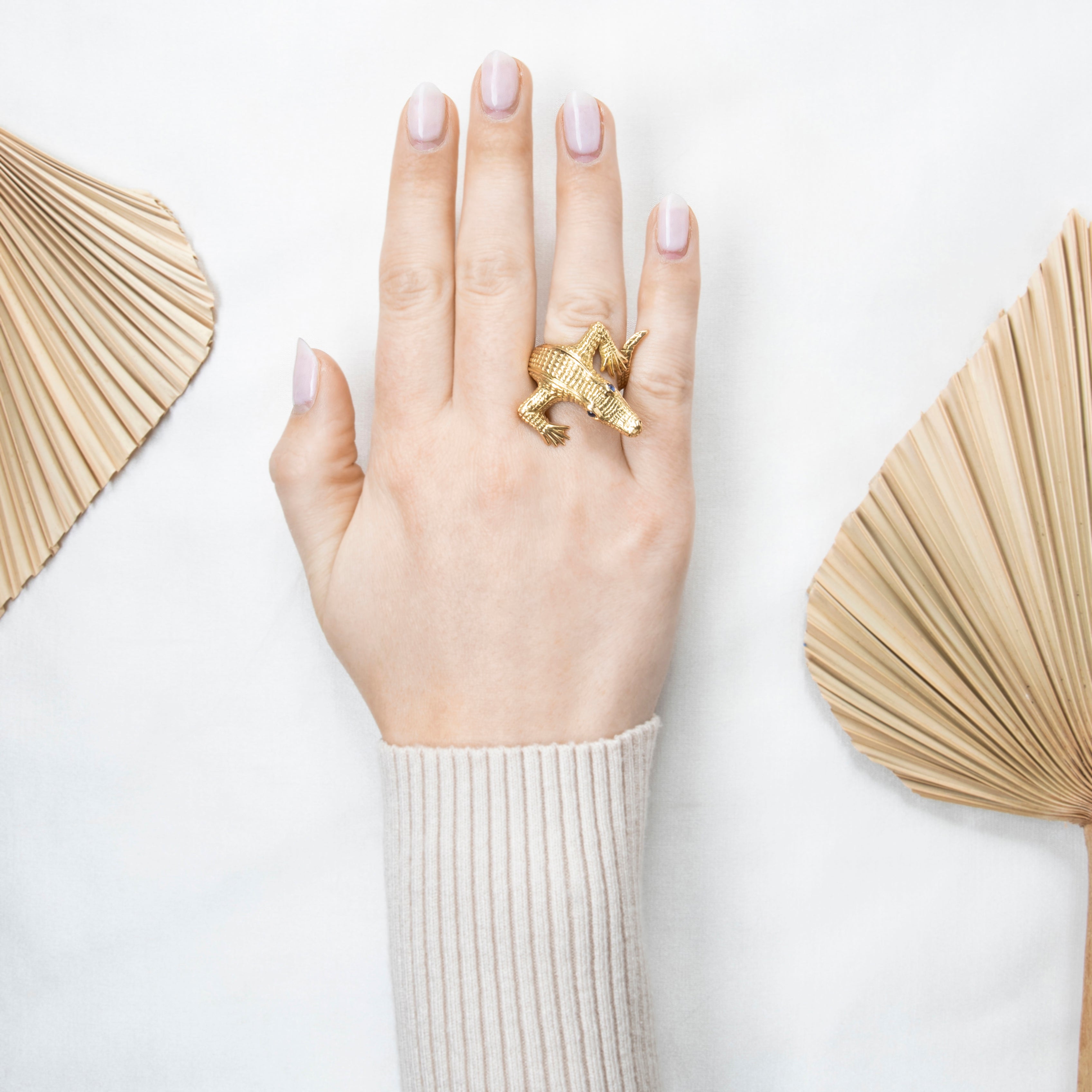 Vintage Heavy 18k Yellow Gold Sapphire Large Fierce Alligator Ring 7.00、mySite、hinf8tx79