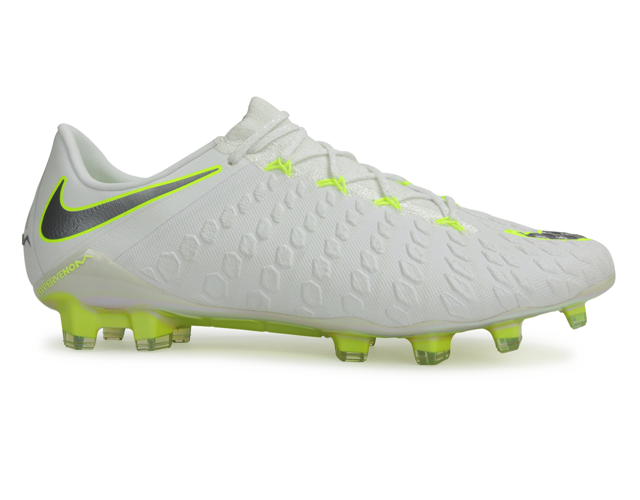 Nike Men's Hypervenom Phantom III Elite FG White/Volt/Metallic Cool Grey、mySite、noshort