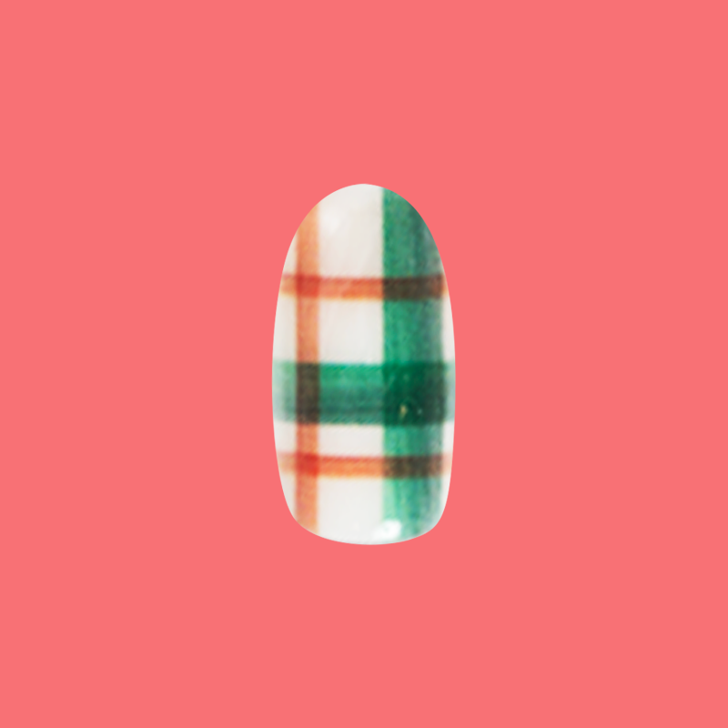 Handpainted Plaid - Press-On | Short | Round、mySite、solidvoid