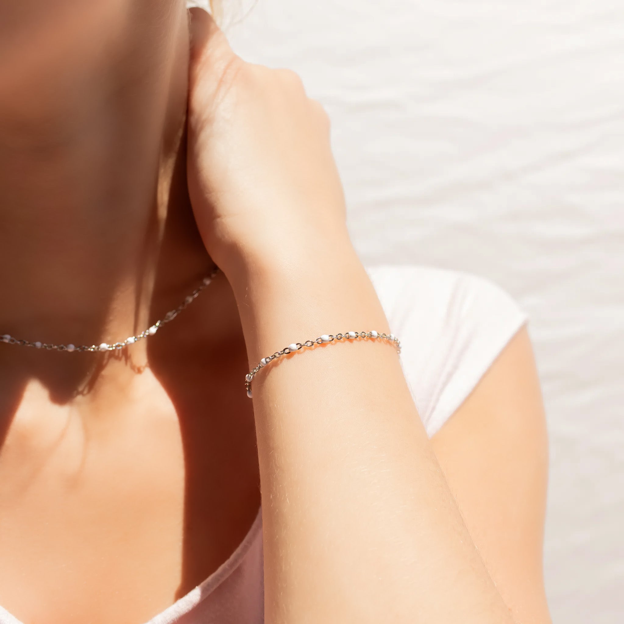 18K Gold PVD Stainless Steel White Confetti Bracelet / BRJ1059、mySite、dreamappss