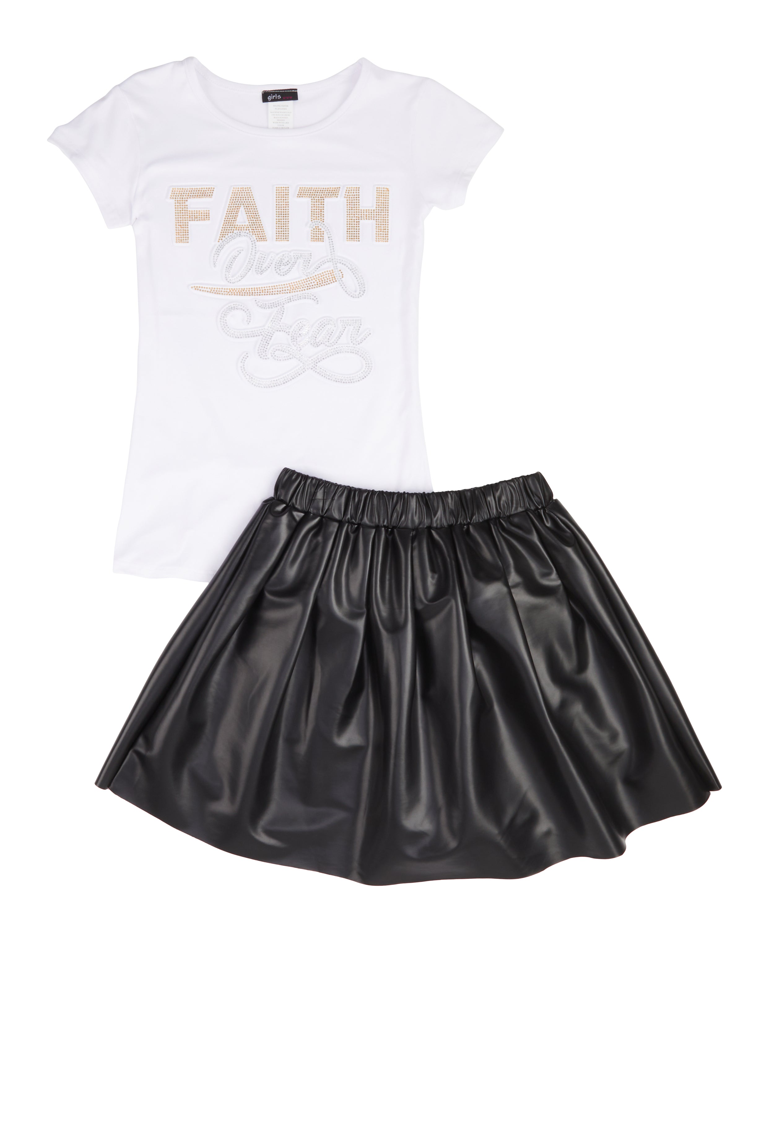 Girls Faith Over Fear Tee and Pleated Skirt、mySite、camillekostekn