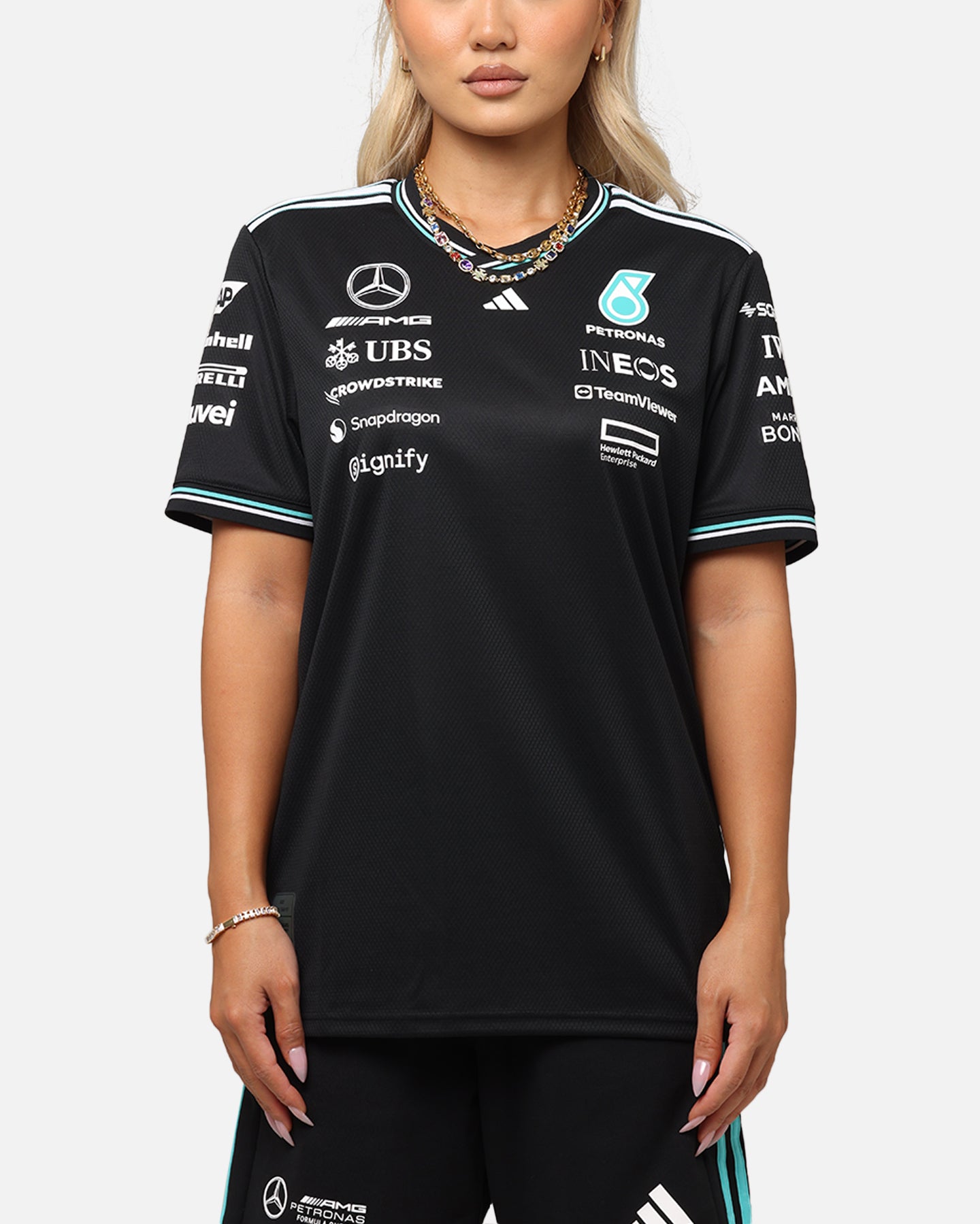 adidas x Mercedes-AMG PETRONAS Formula One F1 2025 Authentic Drive T-Shirt Black、mySite、zt4zffjzw